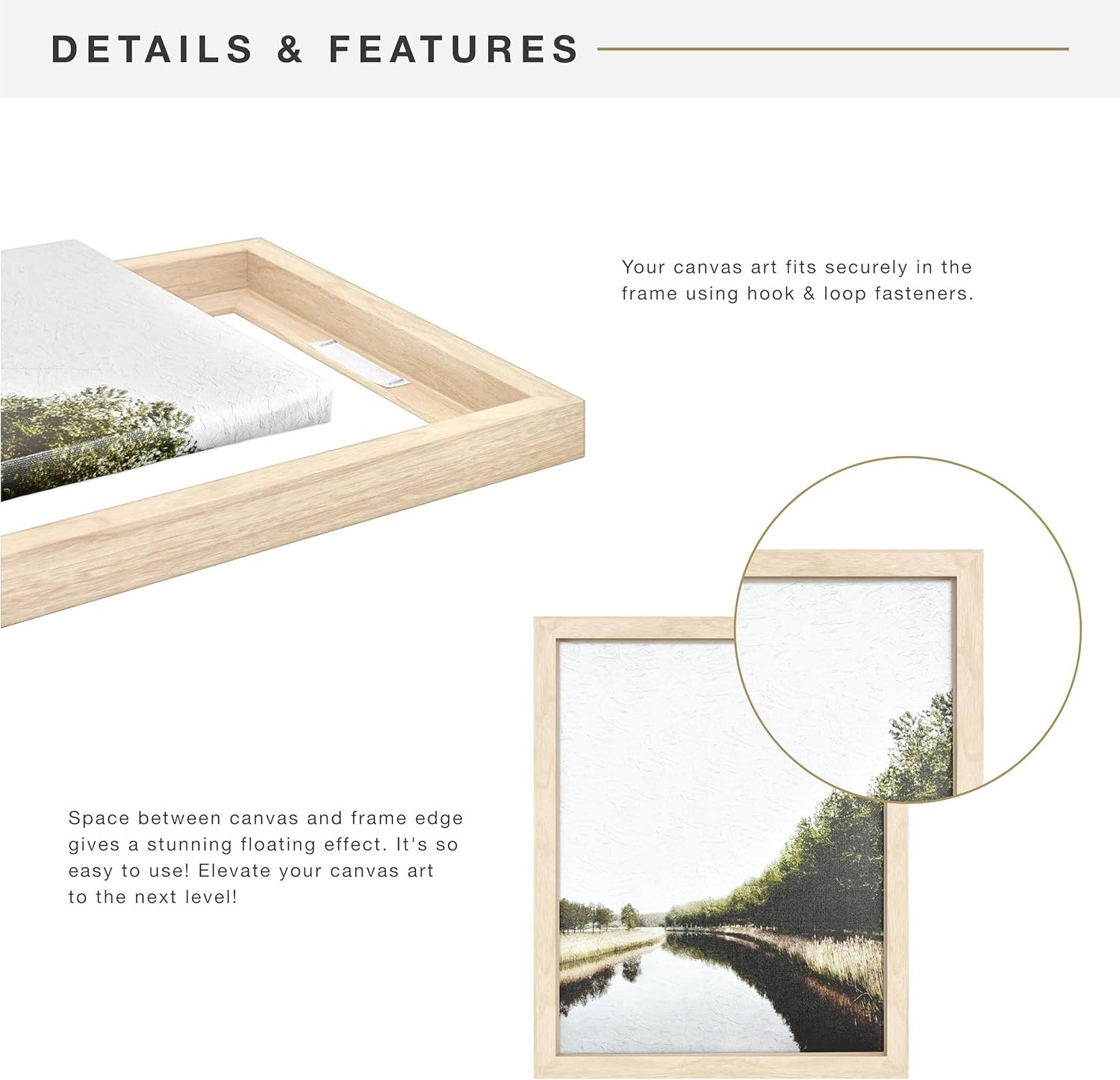 Canvas Float Frames Natural Woodgrain Vertical Horizontal Wall Hanging 12×16 NEW