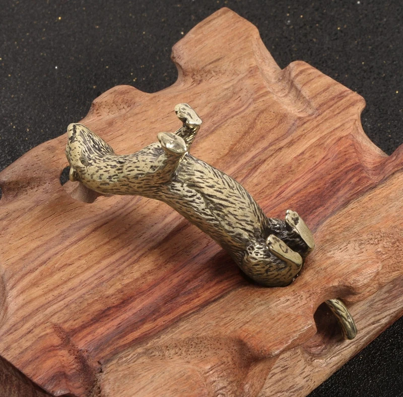 Brass Weasel Animal Statue Small Sculpture Tabletop Figurine Home Decor Gifts
