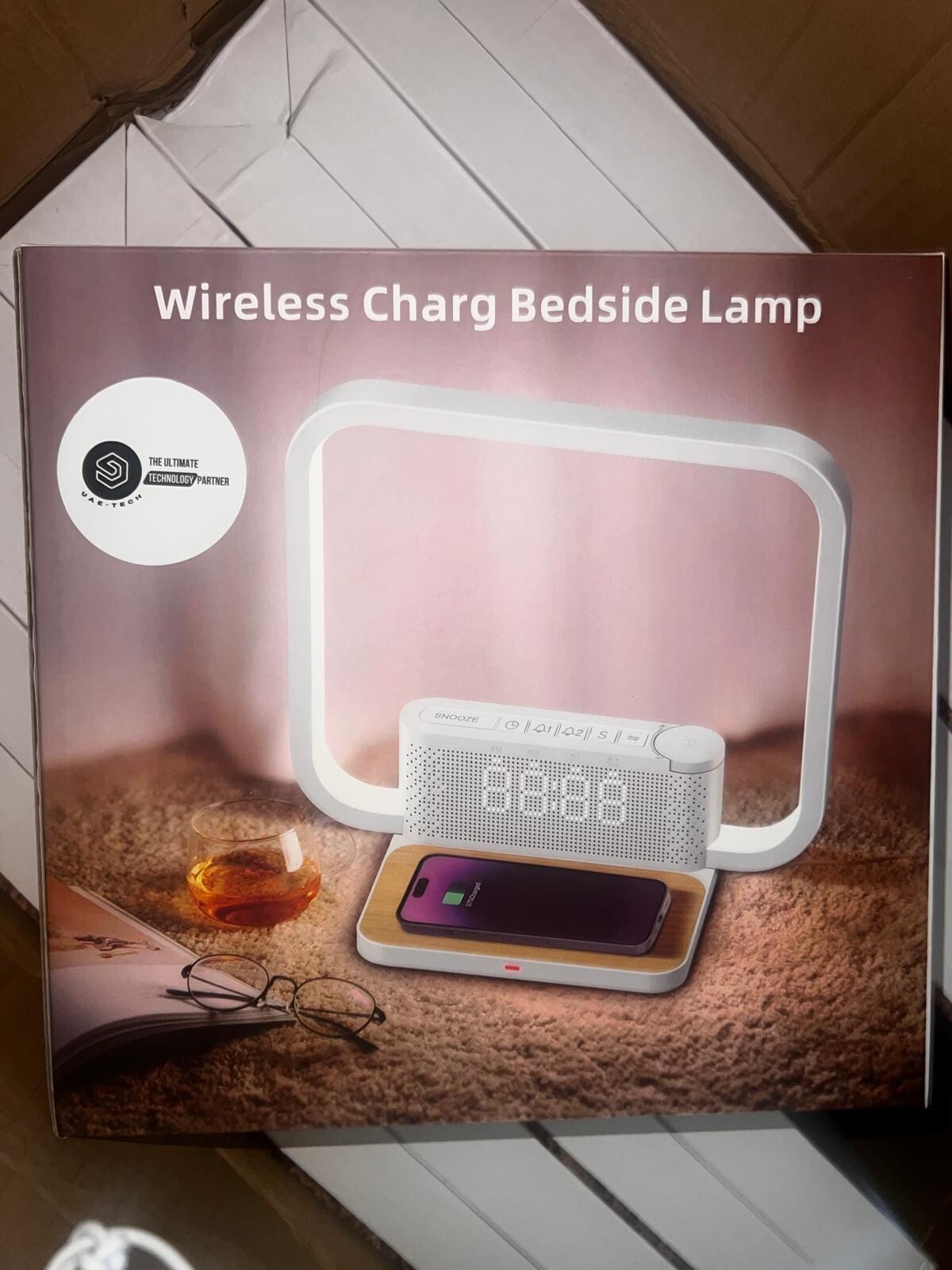 Dual Alarm Clock Bedside Table Lamp with Fast Wireless Charger Station for