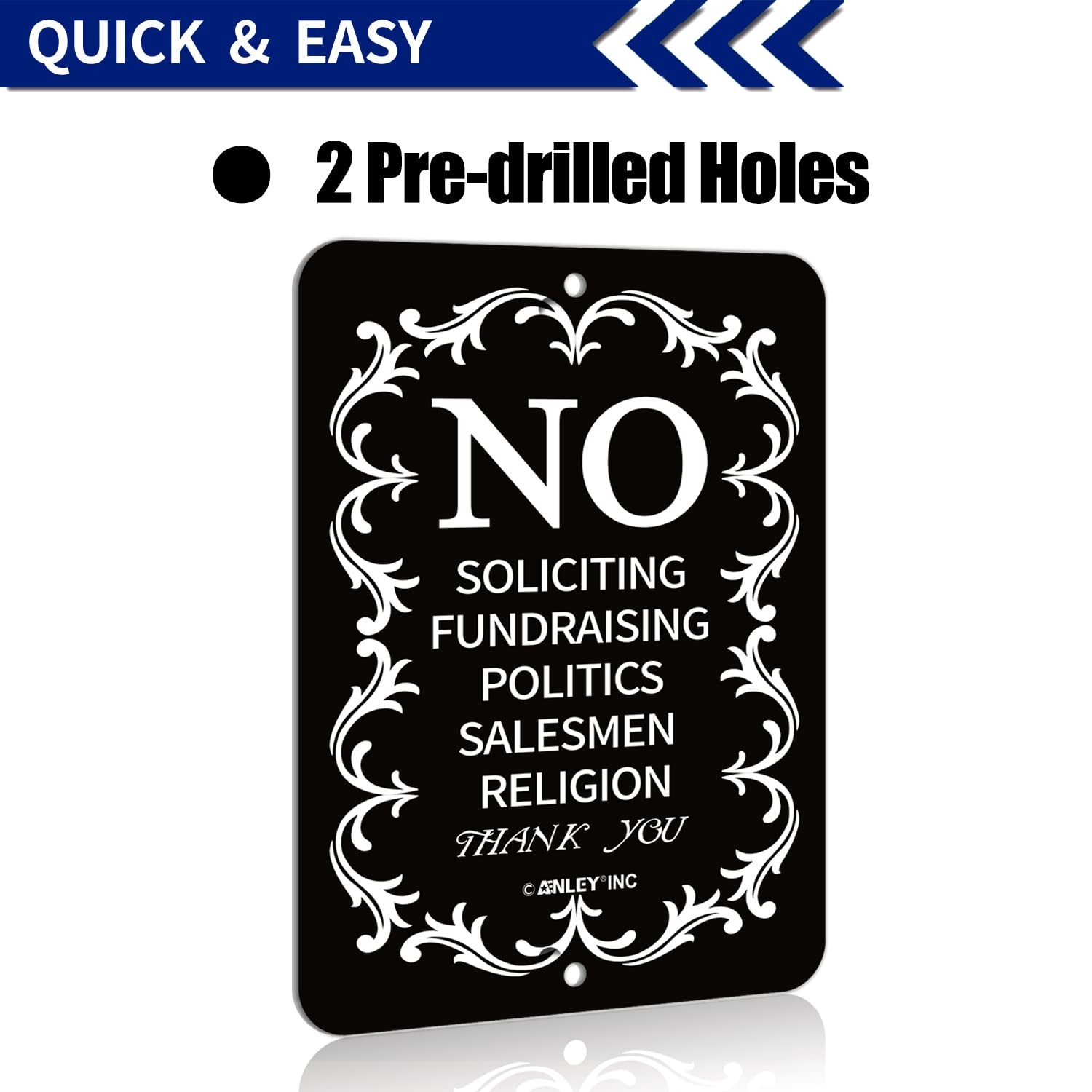 Anley No Soliciting Sign for Home and Busines – Do Not Ring The Bell 6″ x 4.5″