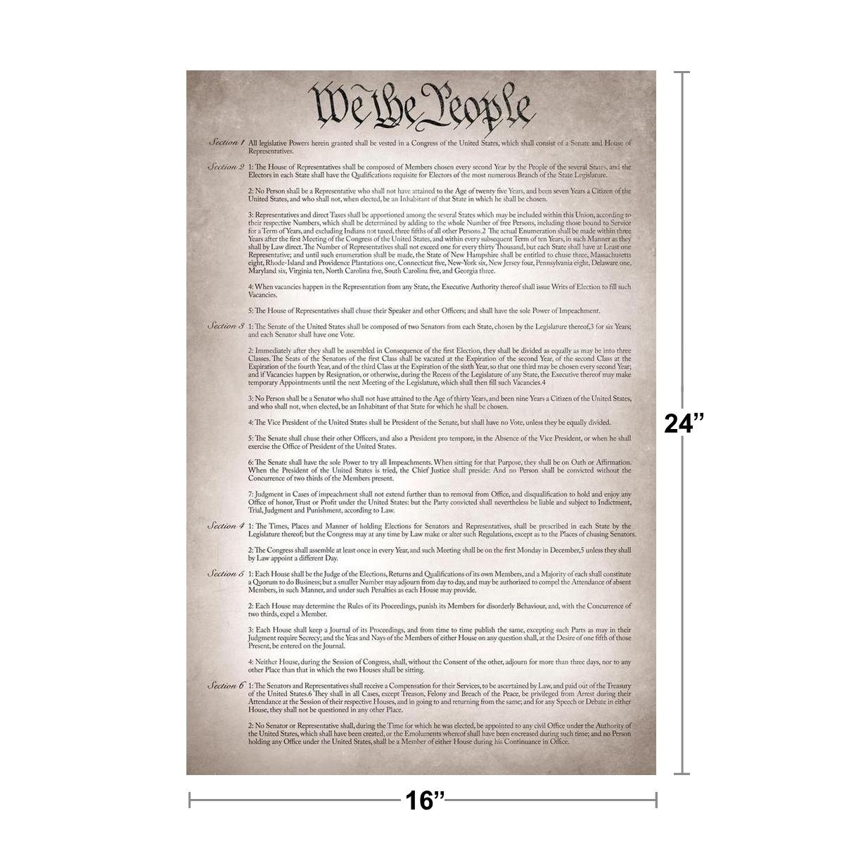 Constitution of The United States Remastered Version US History Poster 16×24