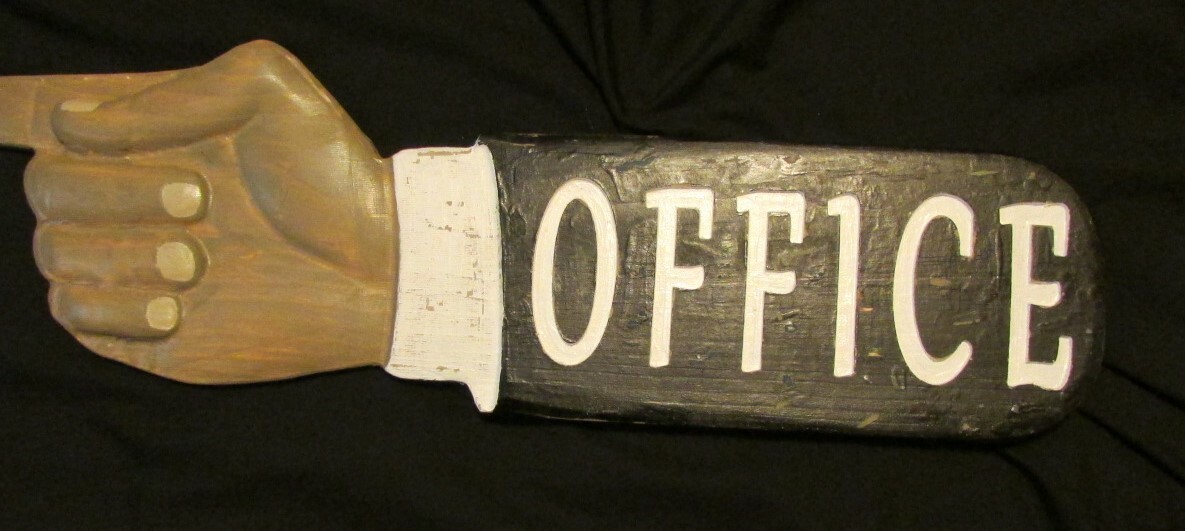 3D 23″ CARVED WOODEN SIGN POINTING FINGER CUSTOMIZED ”:YOUR WORDS” PLAQUE