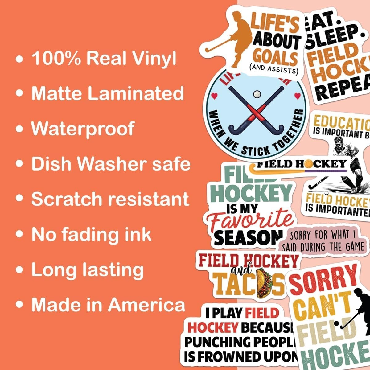 10pcs Field Hockey Sticker, Field Hockey Ball, Gift For Field Hockey Enthusiast