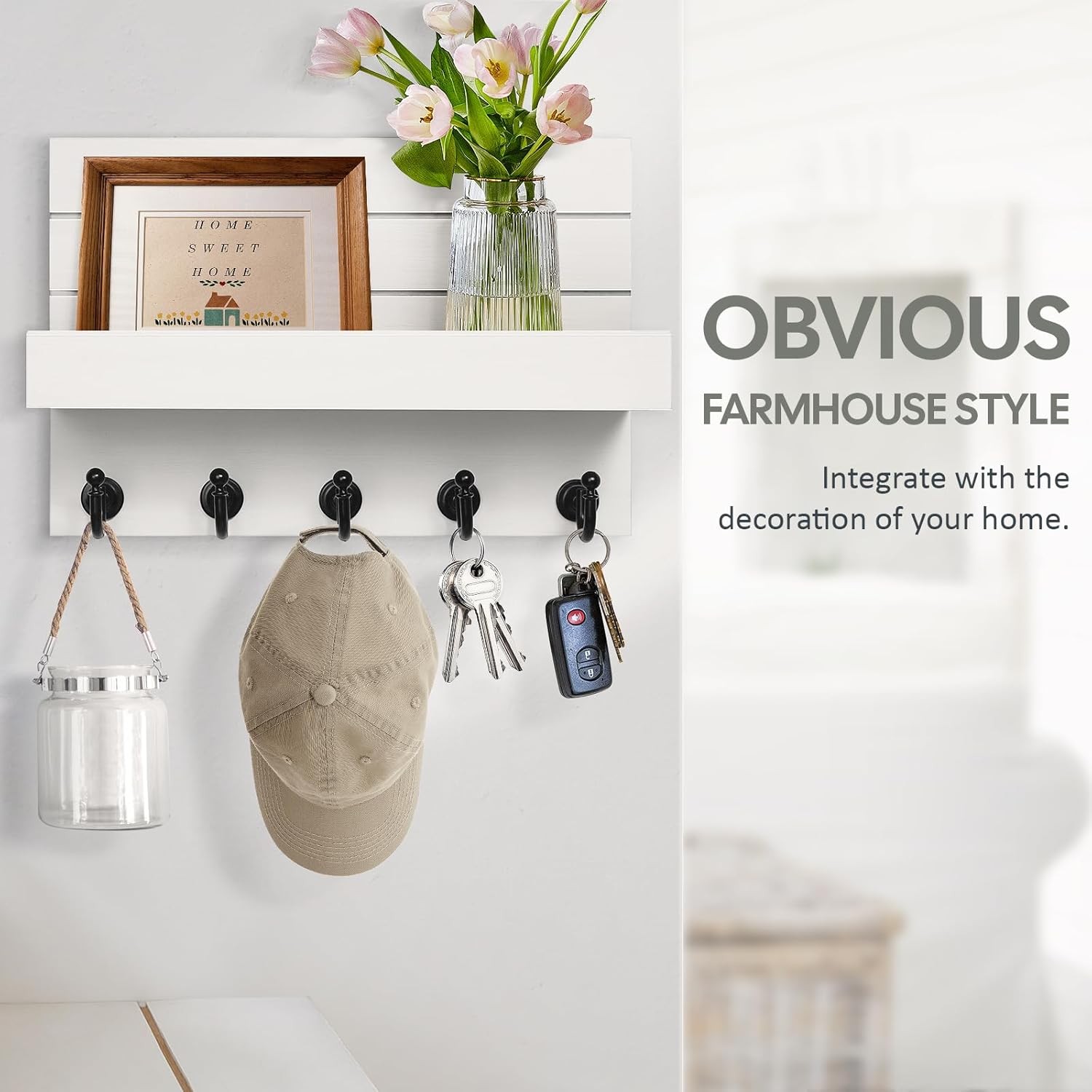 Key Holder for Wall: Easy Installation Mail Organizer Wall Mount Hanging Key Rac