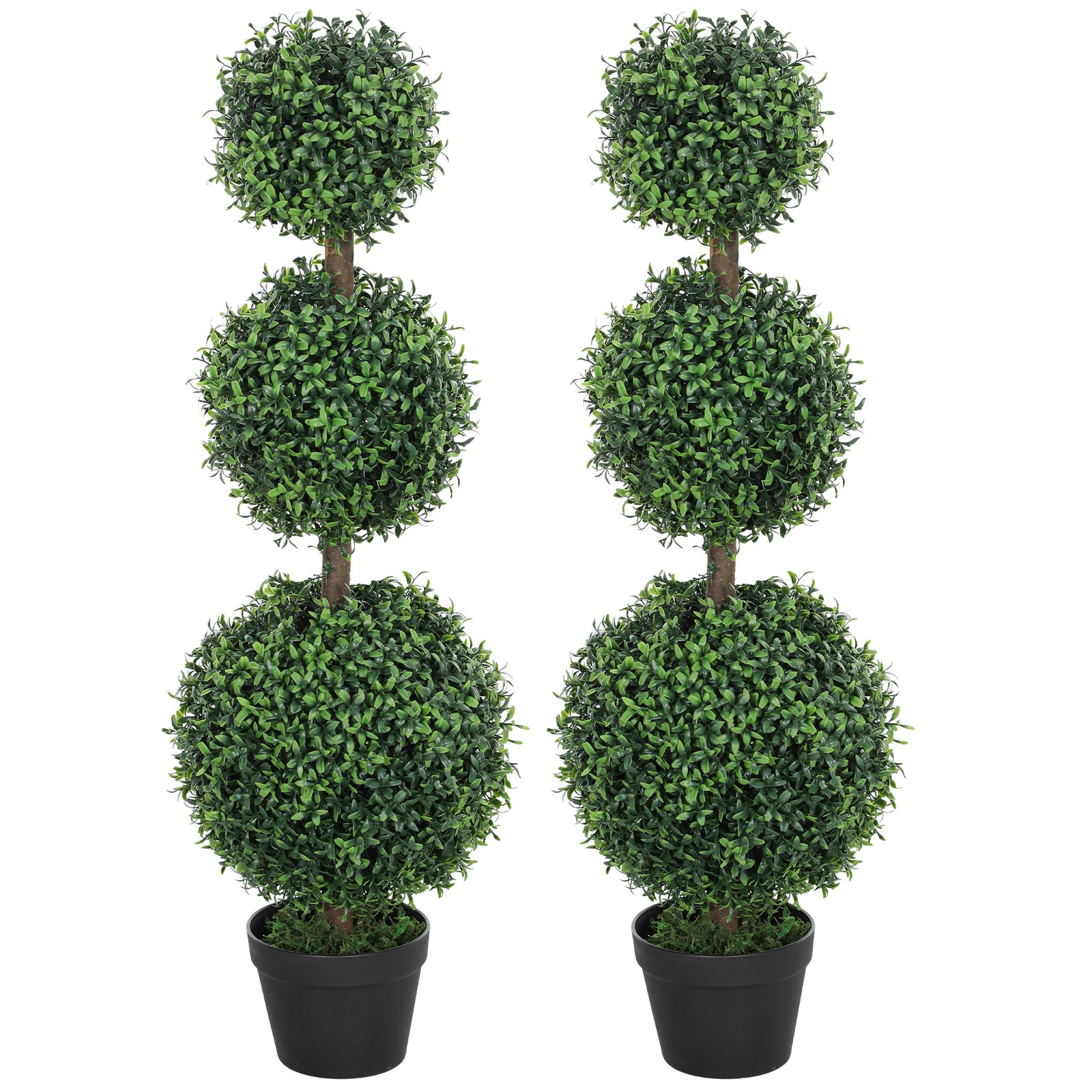 2 Pack Artificial Ball Boxwood Topiary Trees, Fake Plants Pot for Indoor Outdoor