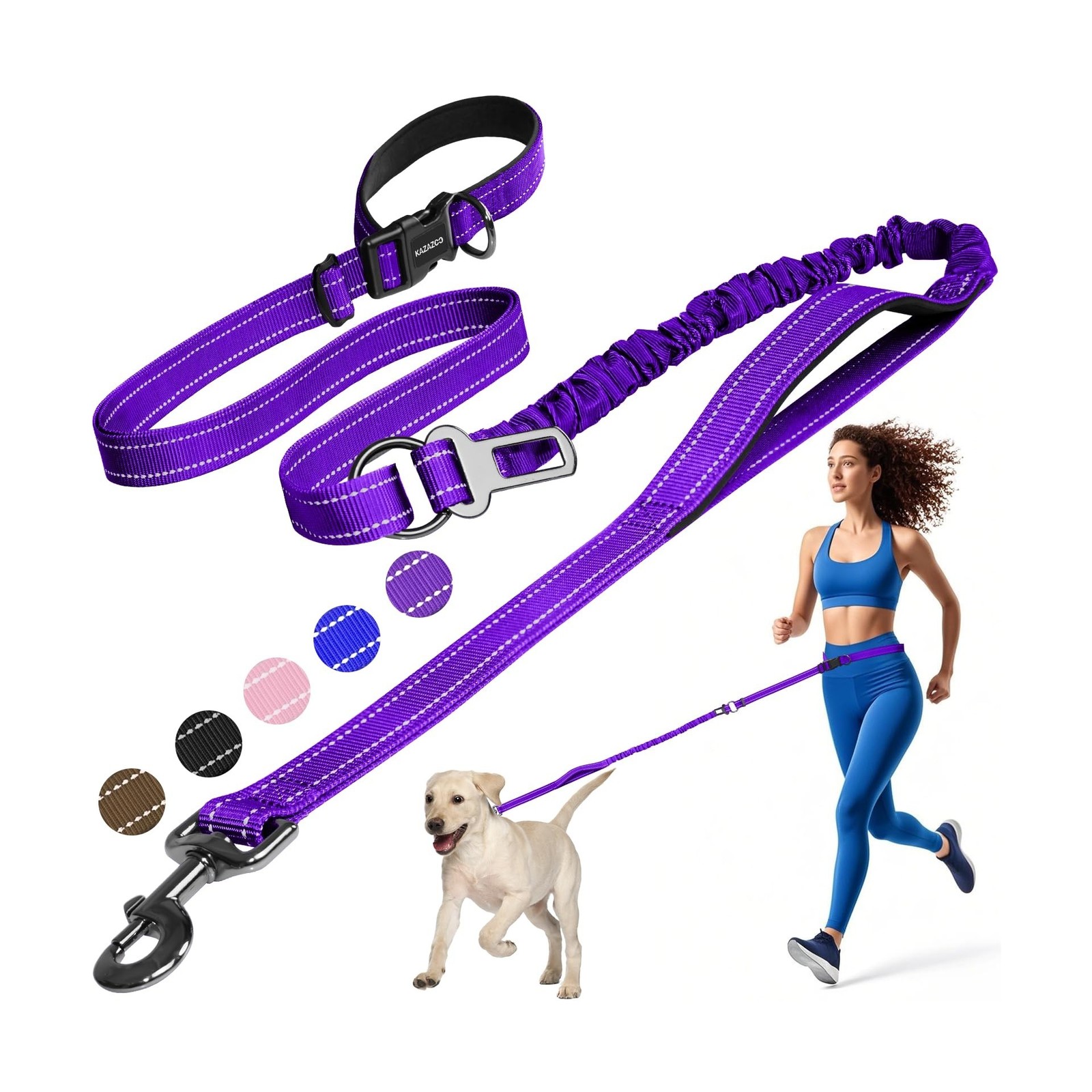 Kazazoo Hands-Free Dog Leash with 6-9FT Adjustable Length – Heavy D… Fast Ship
