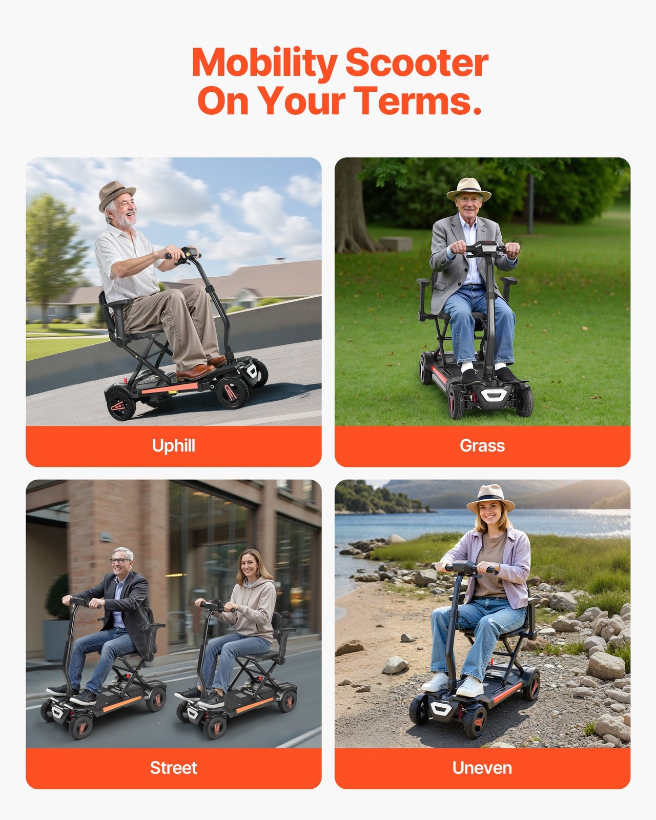 4-Wheel Electric Mobility Scooter For Adults & Seniors, Integrated Foldable Mobi
