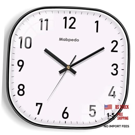 Small Wall Clock, 8 Inch Silent Non Ticking Battery Operated Clock, Square