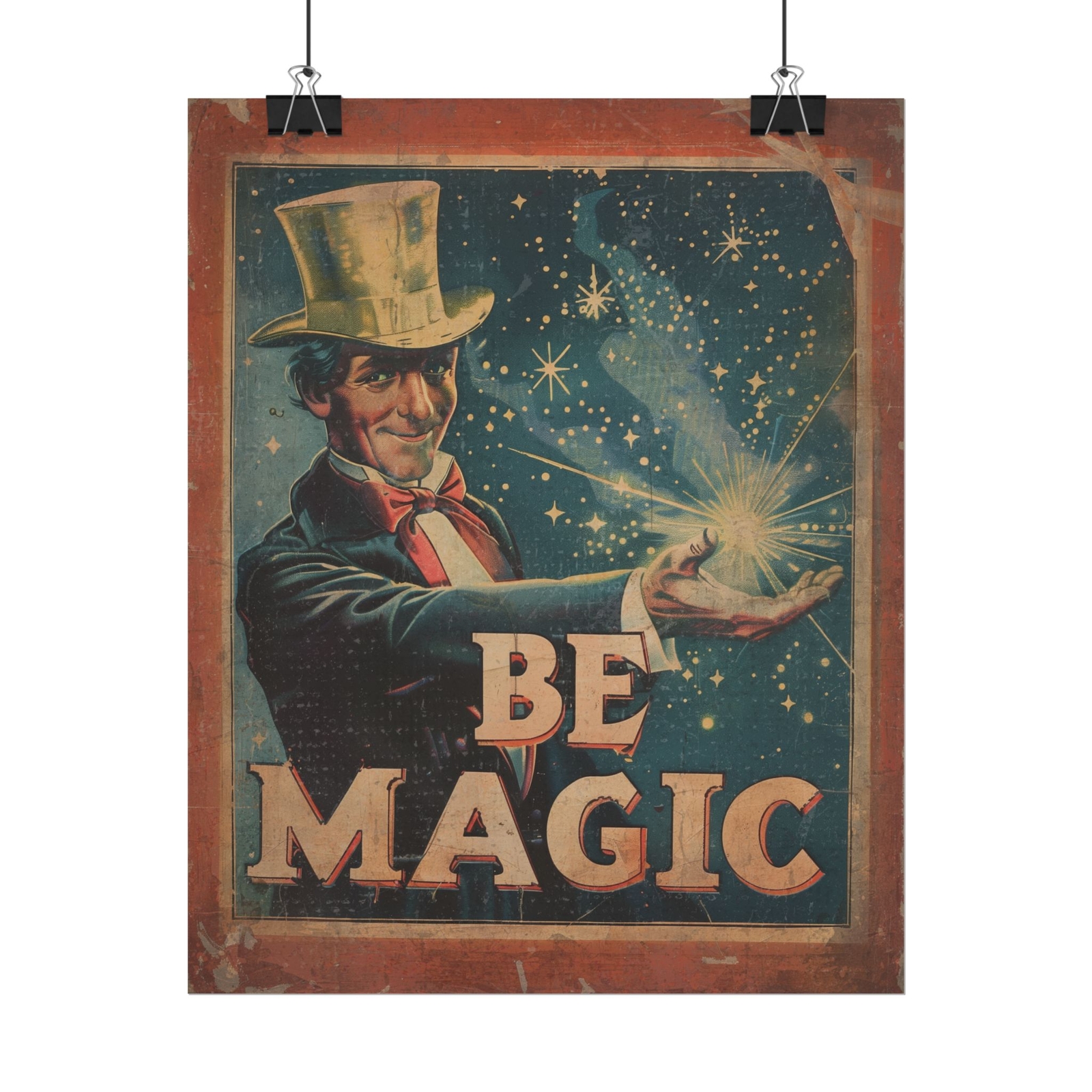 Retro MAGICIAN Wall Art, BE MAGIC Illusionist Poster, Vintage Slight Of Hand Art