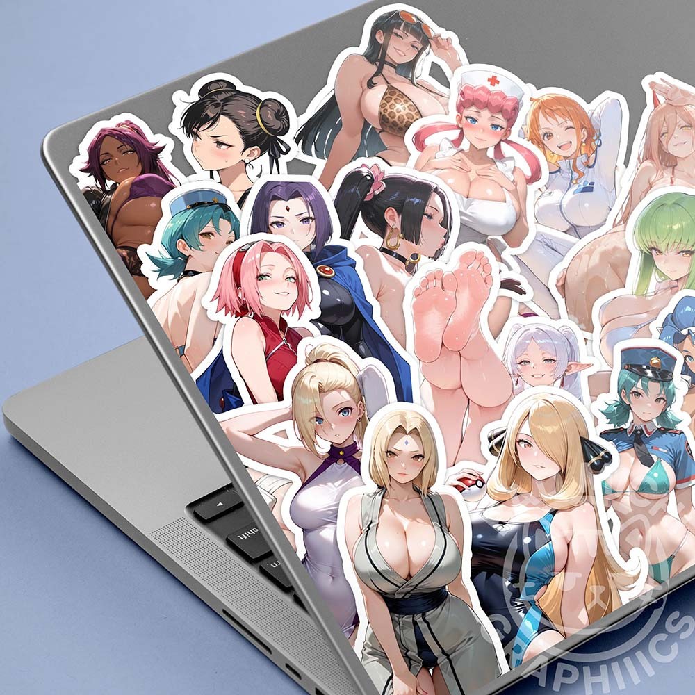 25 Pack Grafiti Waifu Vinyl Sticker Waifu Anime Manga Lewd Laptop Skateboard Car