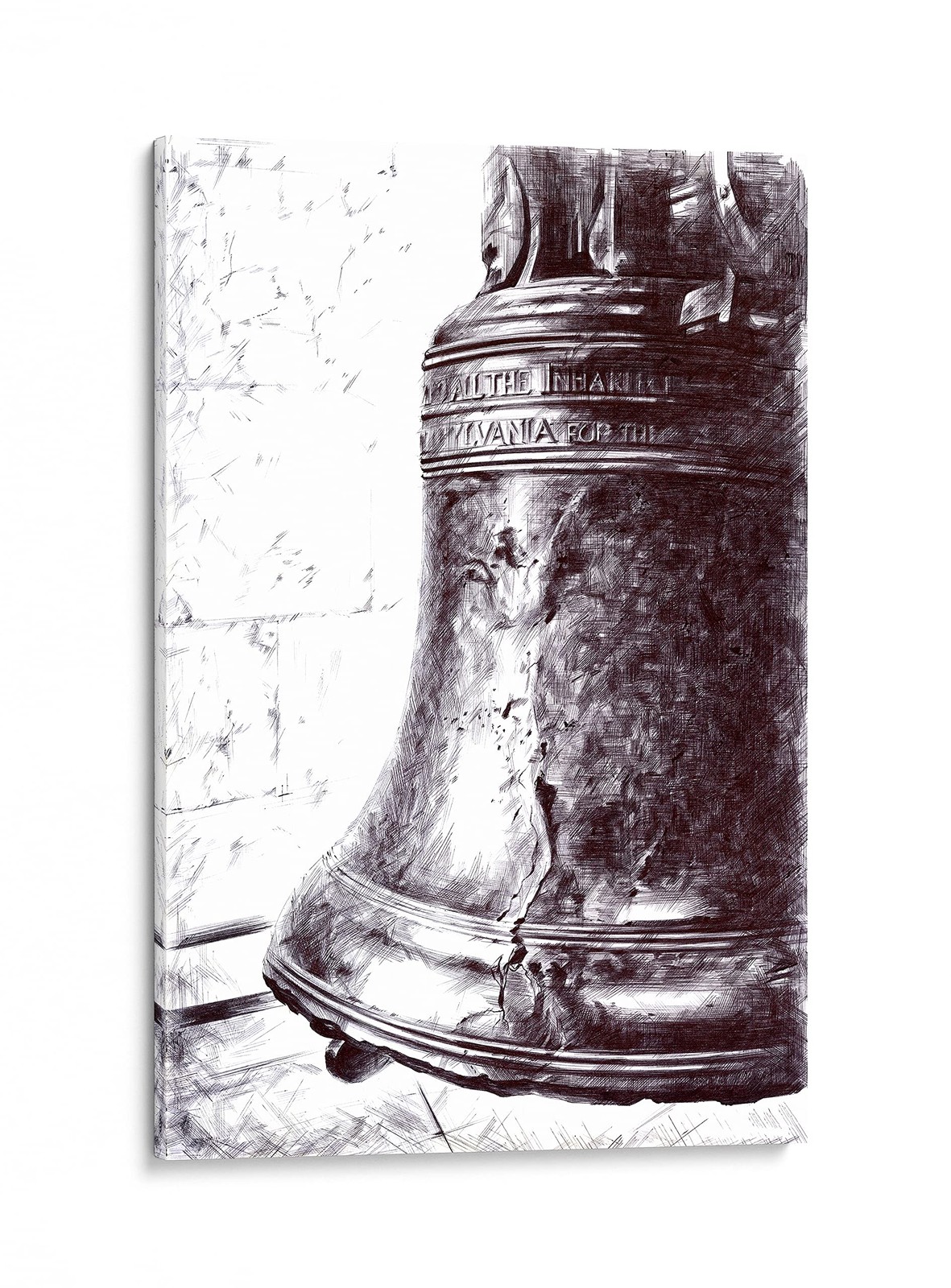 Unique Liberty Bell Philadelphia Black and White Wall Decor, 24x32in American…