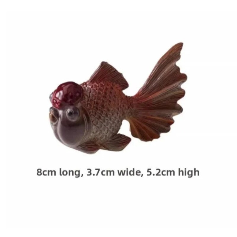 8cm Resin Handcarved Koi Fish Change Color Tea Pet Attract Wealth Ornament