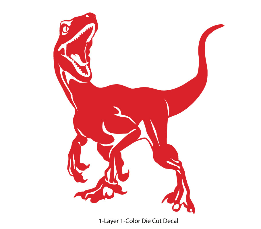 Dinosaur – Roaring Velociraptor #2 – Jurassic Period – 4-21″ wide – DieCut Decal