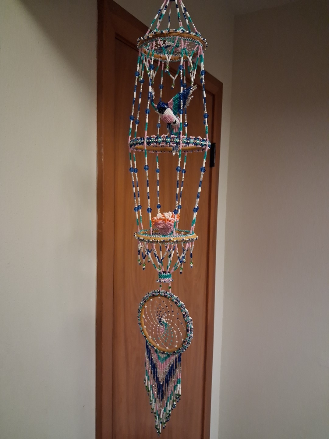 Beaded Hanging Mobile Dreamcatcher Style Wall Decor, Multicolor Adults