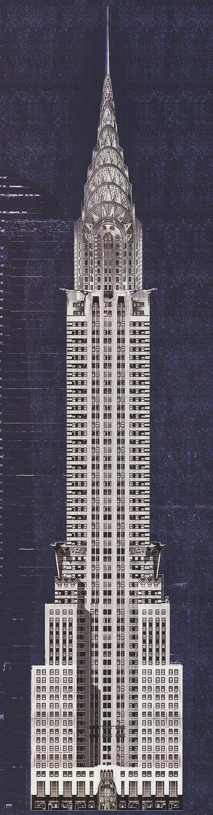 ANDY HICKES Chrysler Building 24″ x 8″ Offset Lithograph 2000 Contemporary