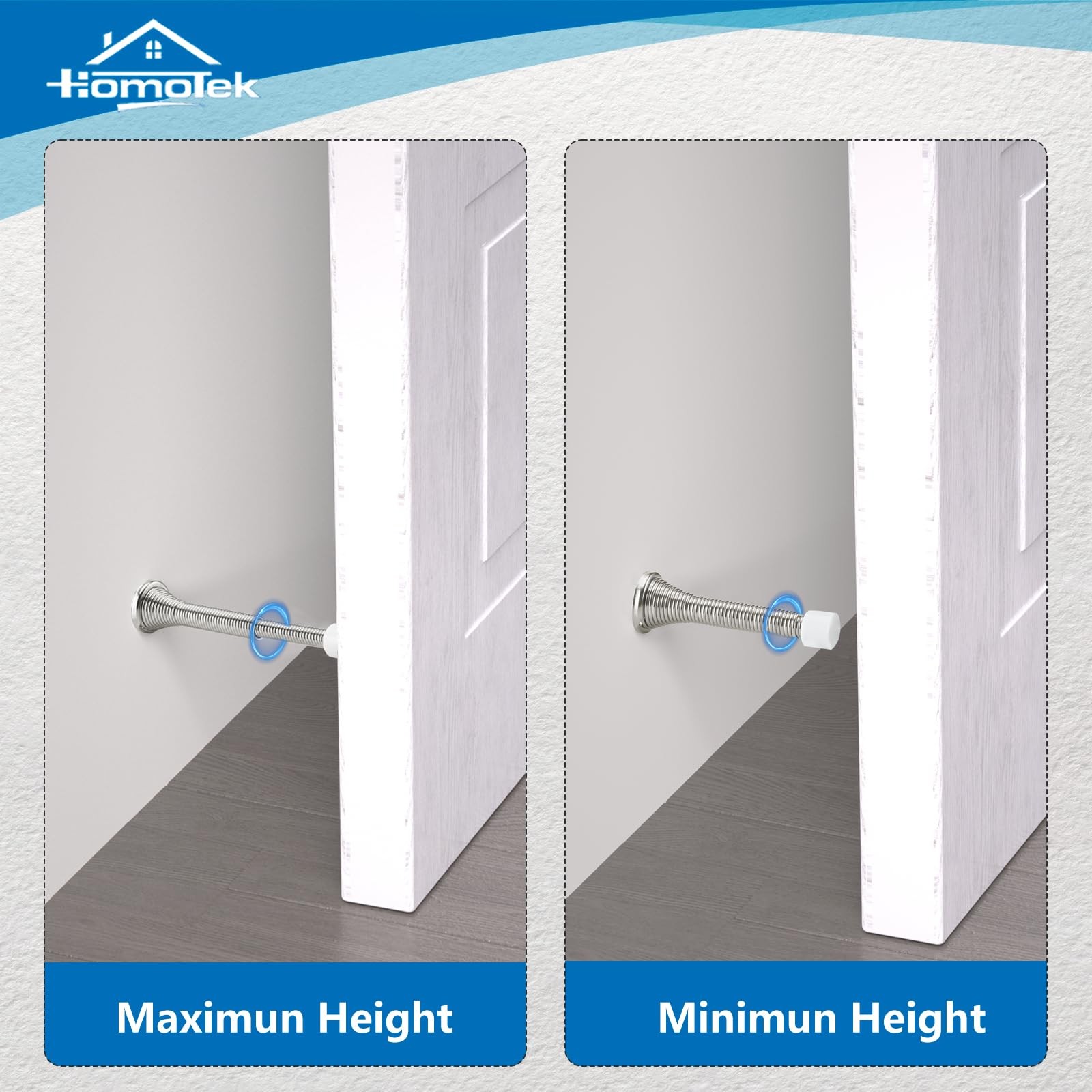 2 Pack Telescoping Spring Door Stoppers Extra Long Wall Mount Satin Nickel