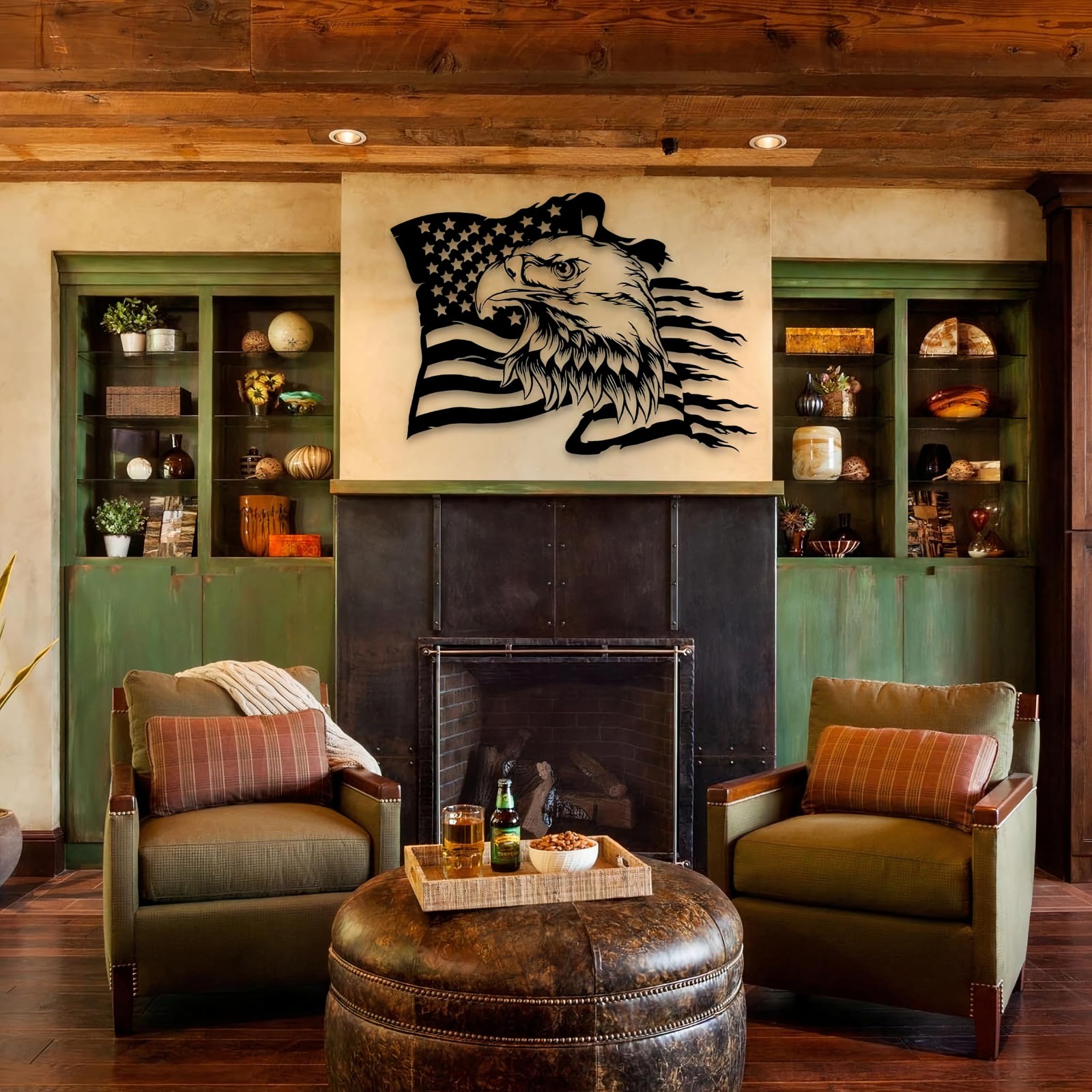 USA Bald Eagle Metal Wall Art, Large Eagle American Flag Metal Wall Decor, Fo…
