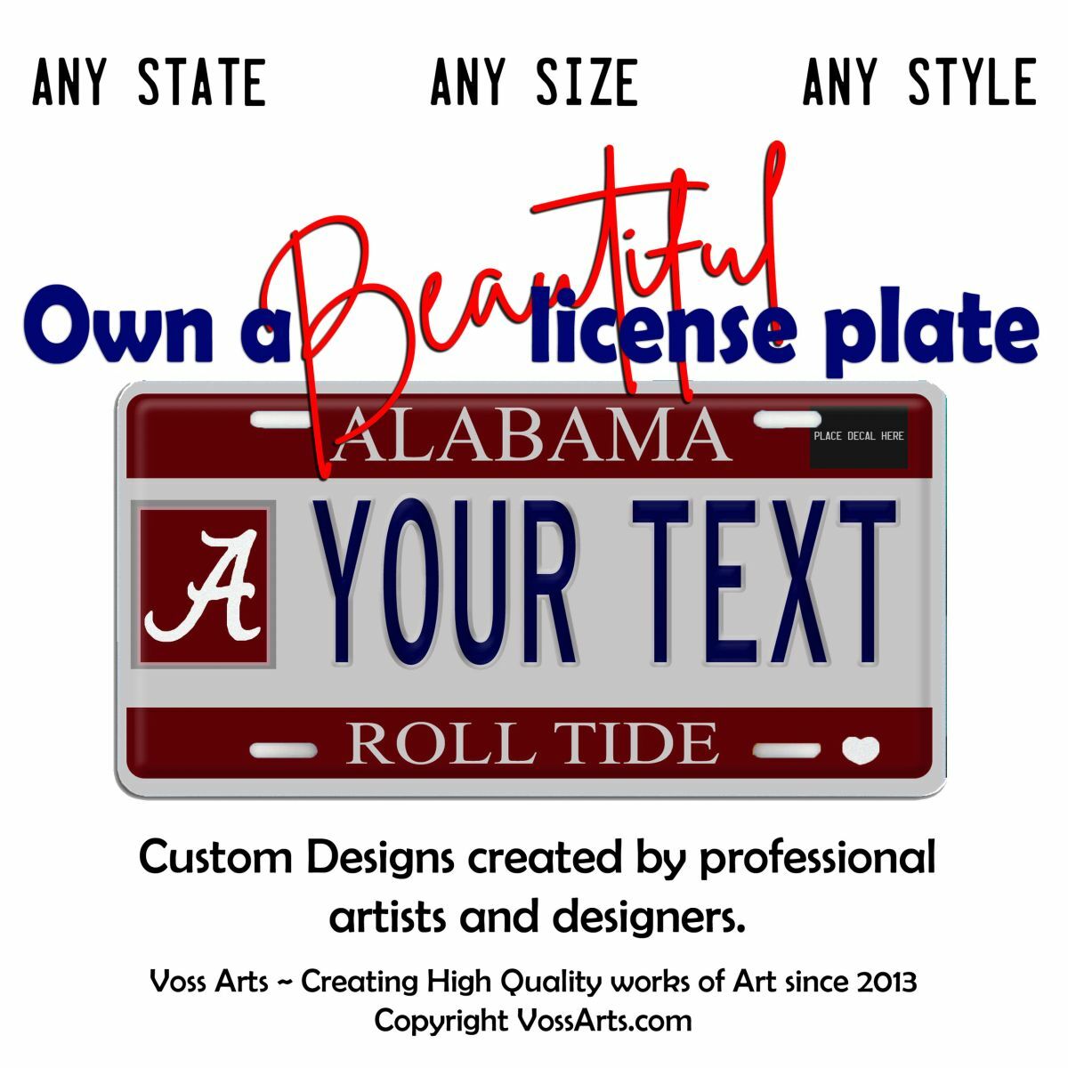 Alabama License Plate Roll Tide Dark Red Tag Car Motorcycle Bike Keychain Tag