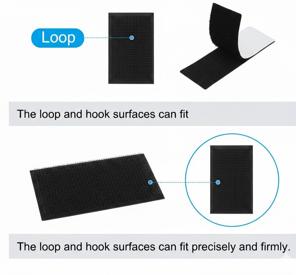 Industrial Strength Hook and Loop Strips – 1″ x 3/4″ – Commercial Grade – Black