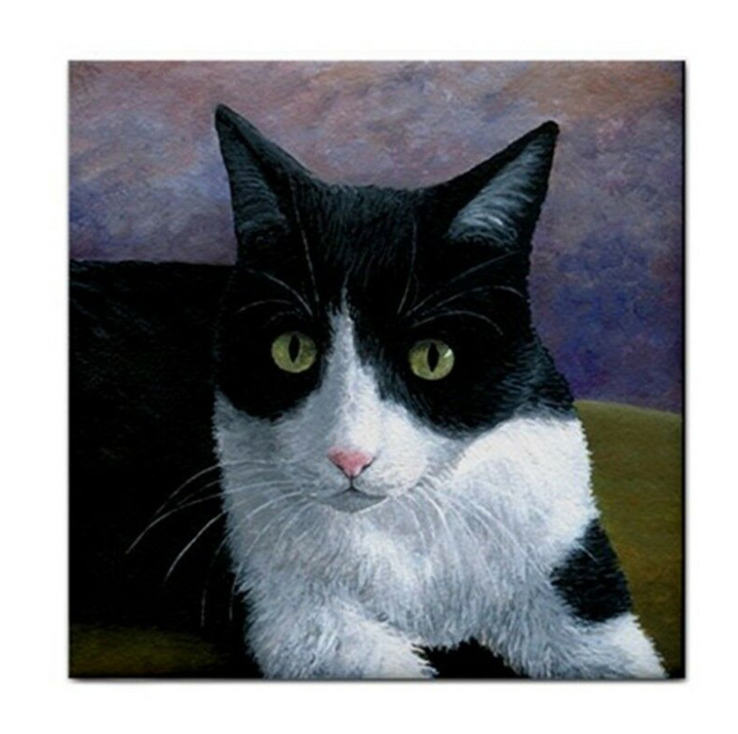 Large Ceramic Tile 6×6 inches Printed in USA Cat 577 Tuxedo art L.Dumas