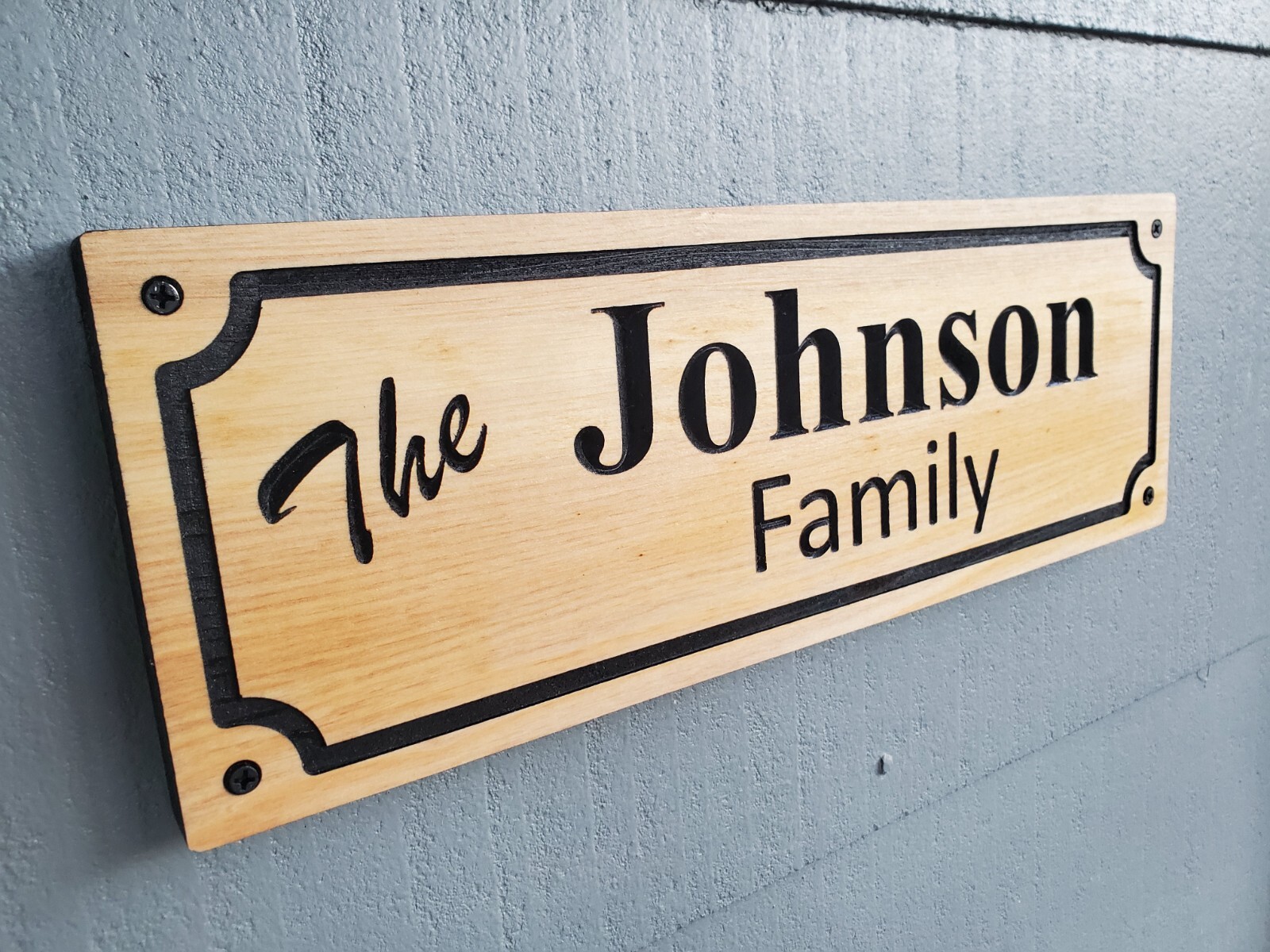 Custom Family Sign Carved Last Name Wood Plaque Cedar Walnut Personalized Wooden