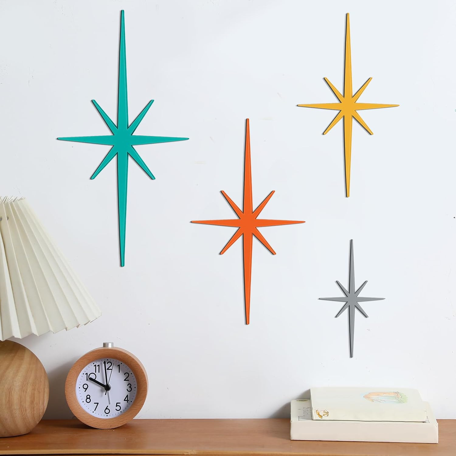 4 Pcs Cast Iron Starburst Wall Decor Mid Century Modern Decor Retro 8 Pointed At