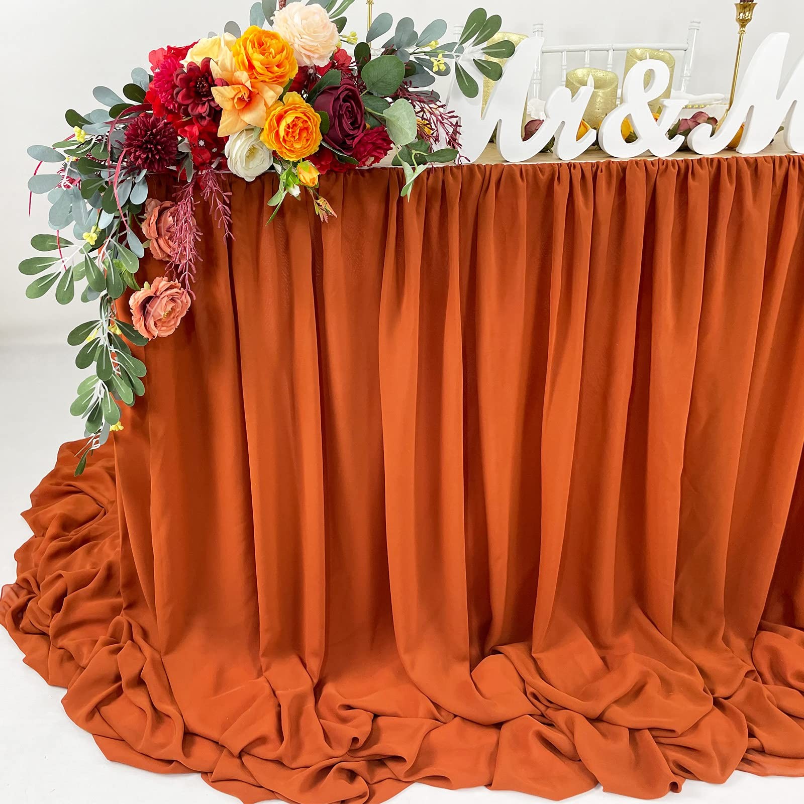 Ehldekol Pooling And Floating Chiffon Table Skirt Extra Length 6Ft 9Ft 14Ft