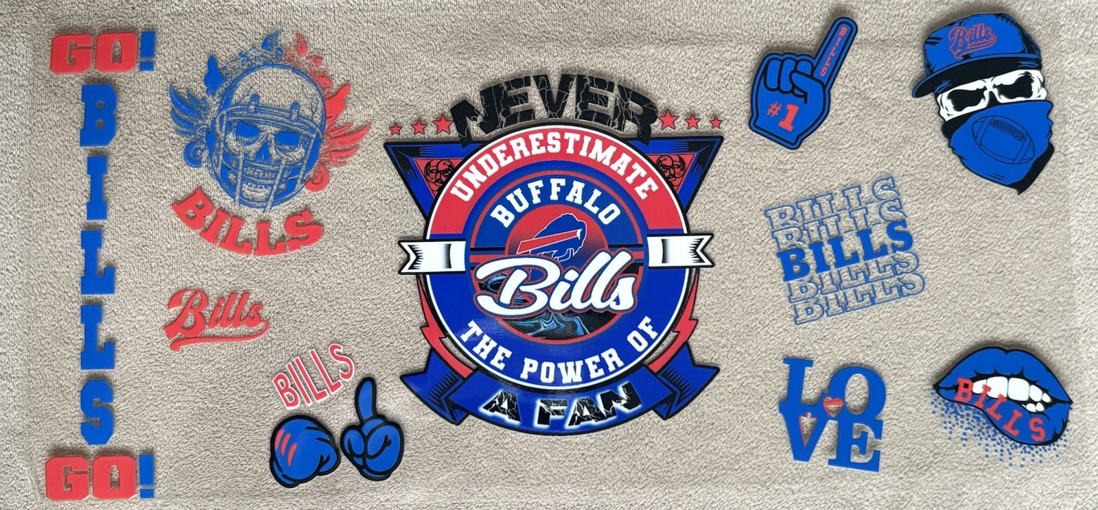BUFFALO BILLS Football UV DTF Transfer Sticker Cup Wrap DIY Cups Glasses Bottles