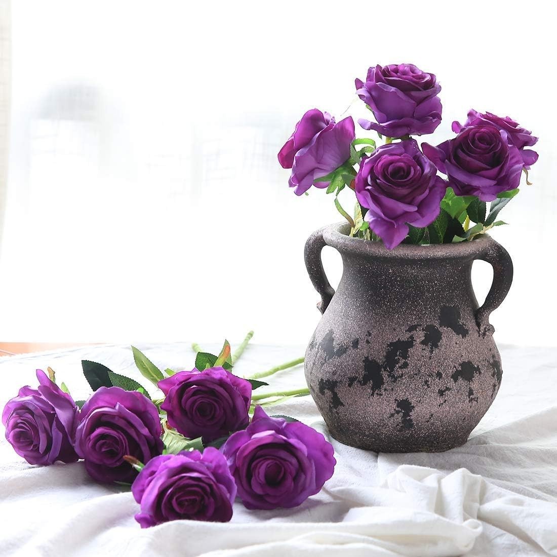 Lifelong 10Pcs Realistic Purple Artificial Roses – Perfect for All Occasions