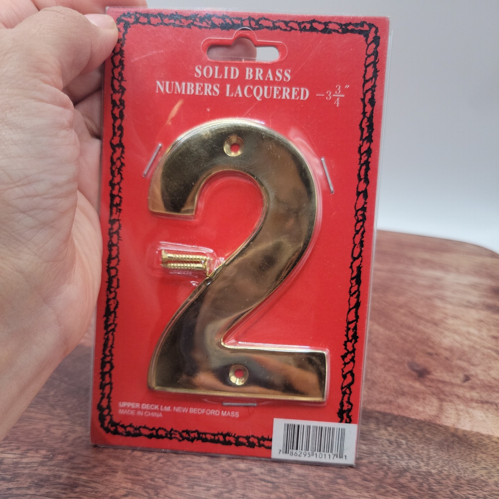 Vtg 3 3/4 inch Handcrafted Upper Deck Solid Brass House Number ”2” Sealed