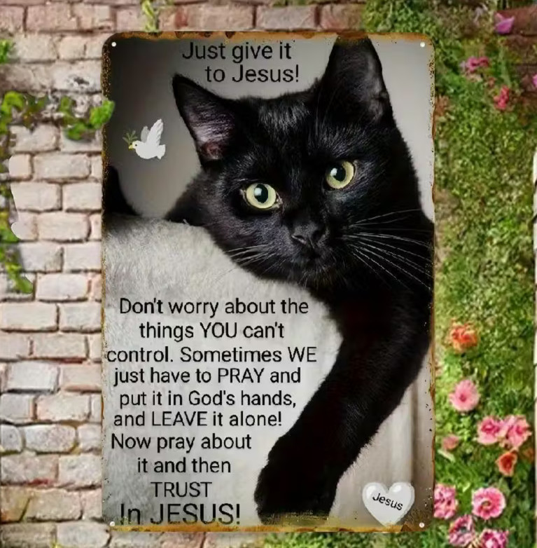 NEW 2D 8×12 Wise Words From The Black ”Give It To Jesus” CAT. Metal Vintage Sign