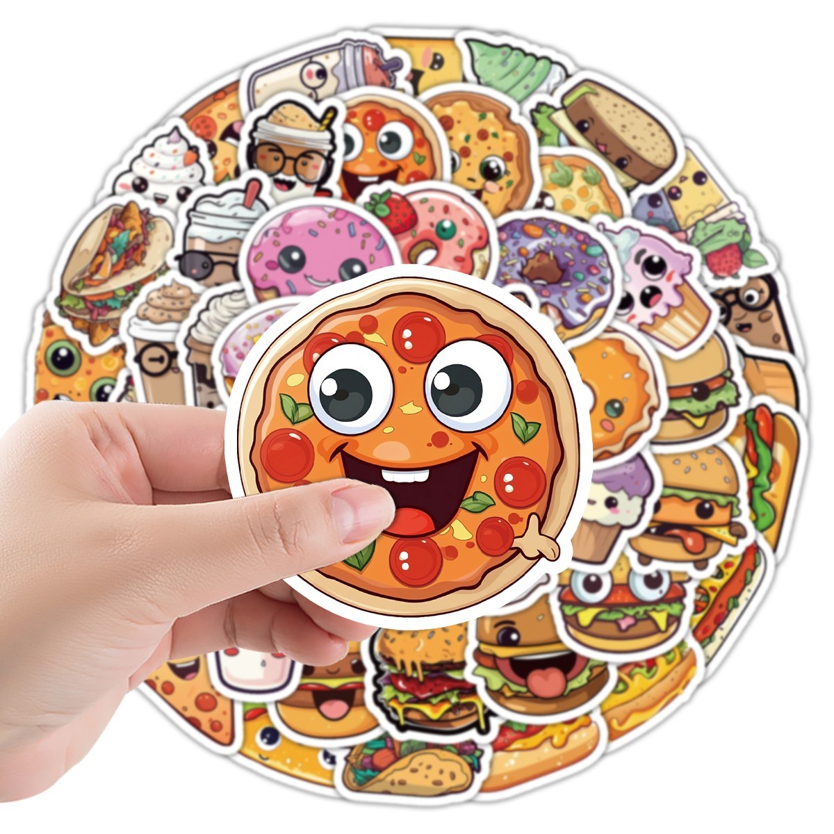 50pcs Waterproof Vinyl Stickers Donut Pizza Burger Luggage Phone Laptop Car