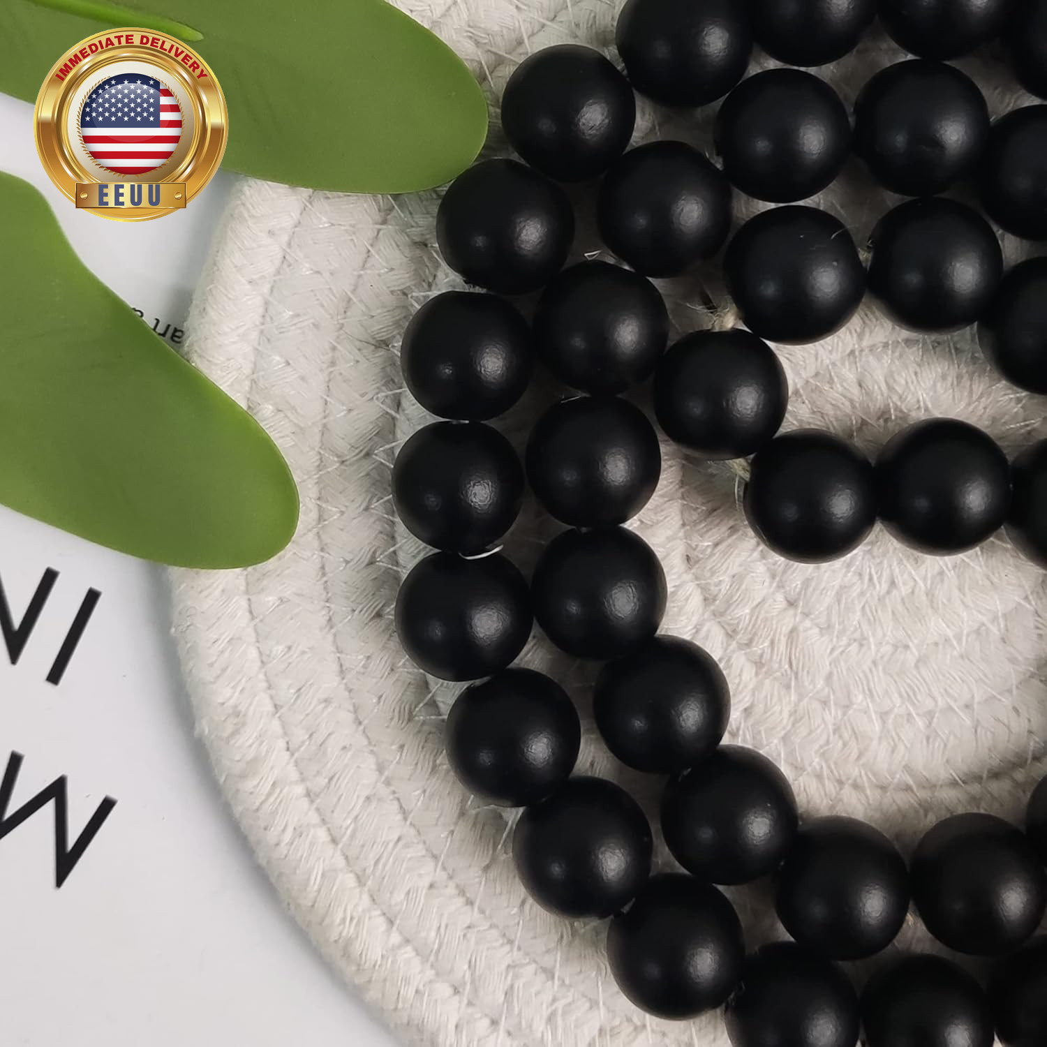 39In Wood Bead Garland Farmhouse with Tassels,Versatile Prayer Beads Boho Chic W