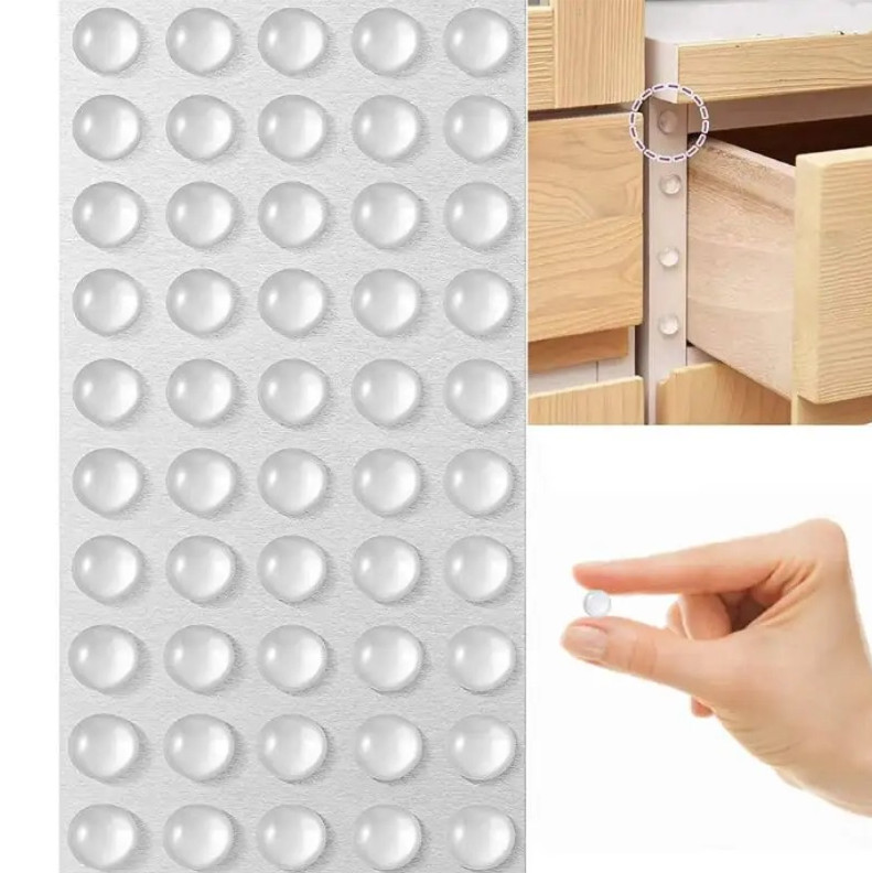 100pcs Self-Adhesive Silicone Door Stopper Bumper Pads Cabinet Furniture – NEW