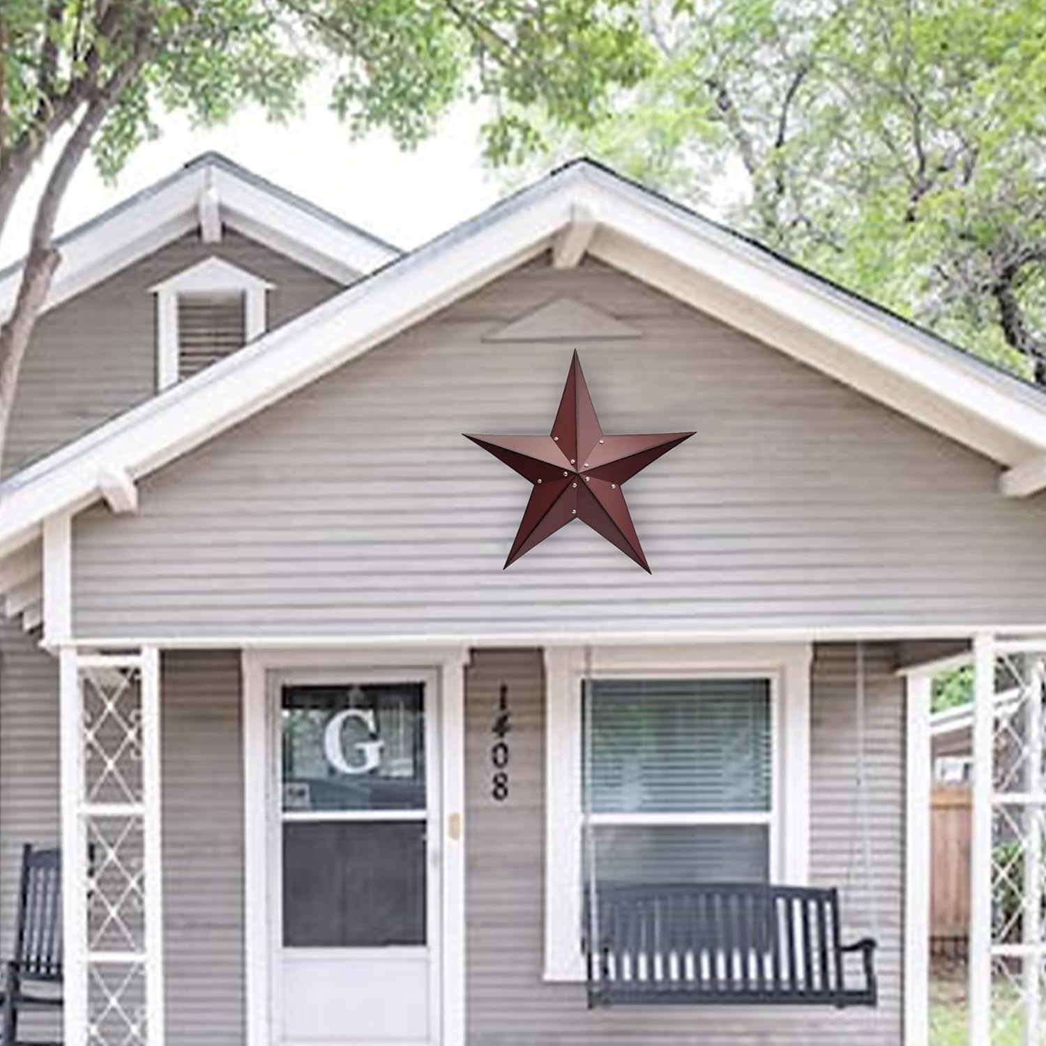 24″ Rustic Metal Barn Star Wall Decor-Handmade Red Barn Stars Indoor o…