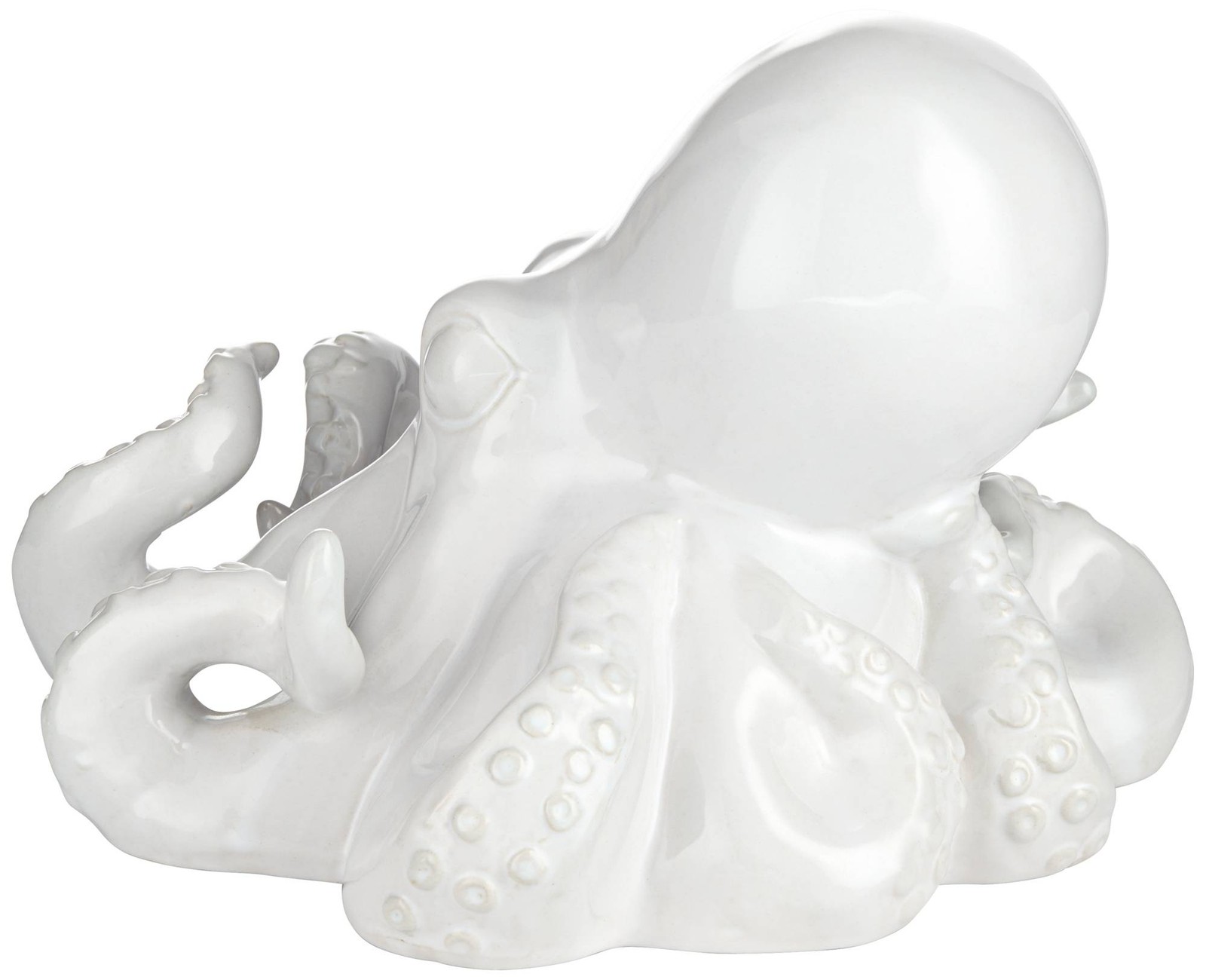 Octopus 9 1/4″ Wide Shiny White Decorative Figurine