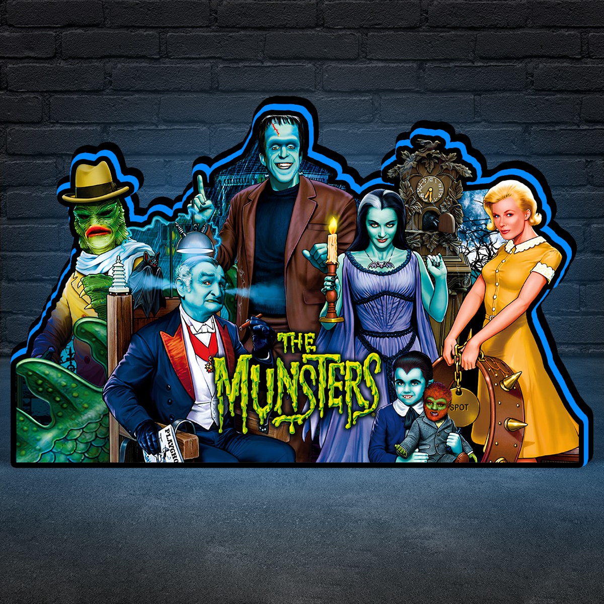 The Munsters Pinball Topper LED 3D Printed Lightbox for Pinball Machine