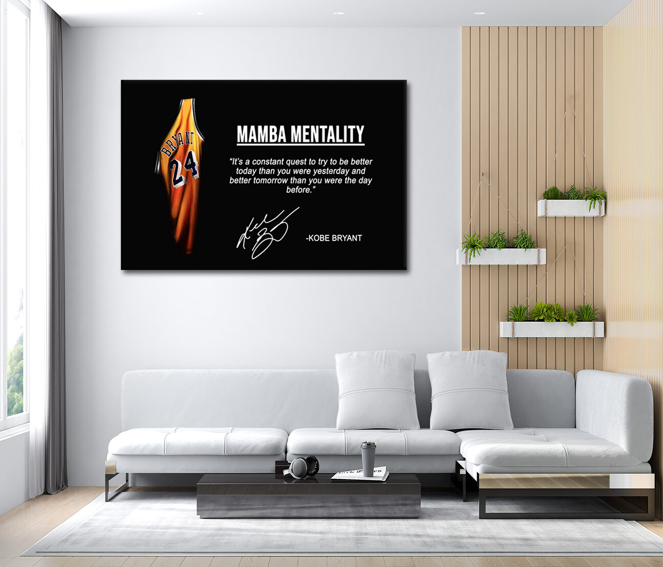 Kobe Bryant Mamba Mentality Motivational Quote Canvas Wall Art Boyfriend Gift