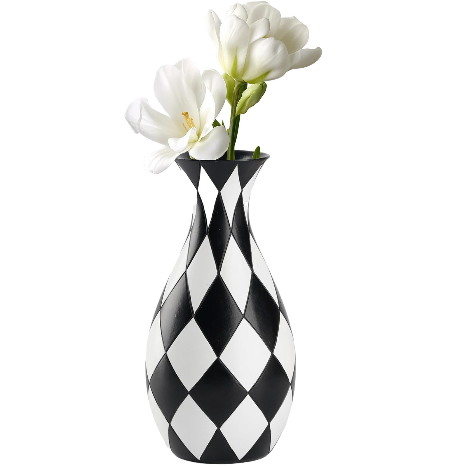 Modern Black and White Checkered Flower Vase – Stylish Decorative Vase | Table
