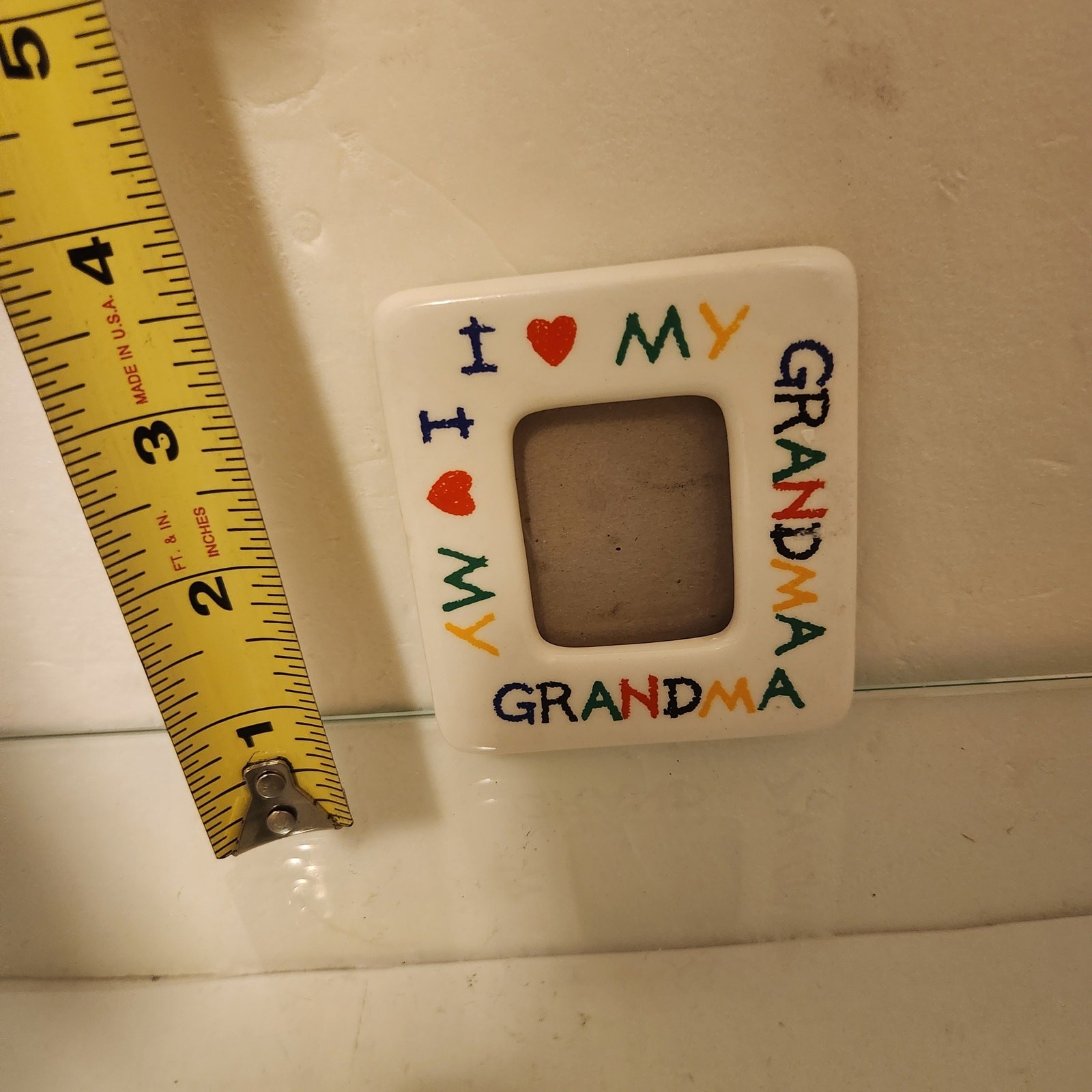 Mini Vintage Porcelain ” I love my grandpa and grandma” Picture Frame 1.5×1.5