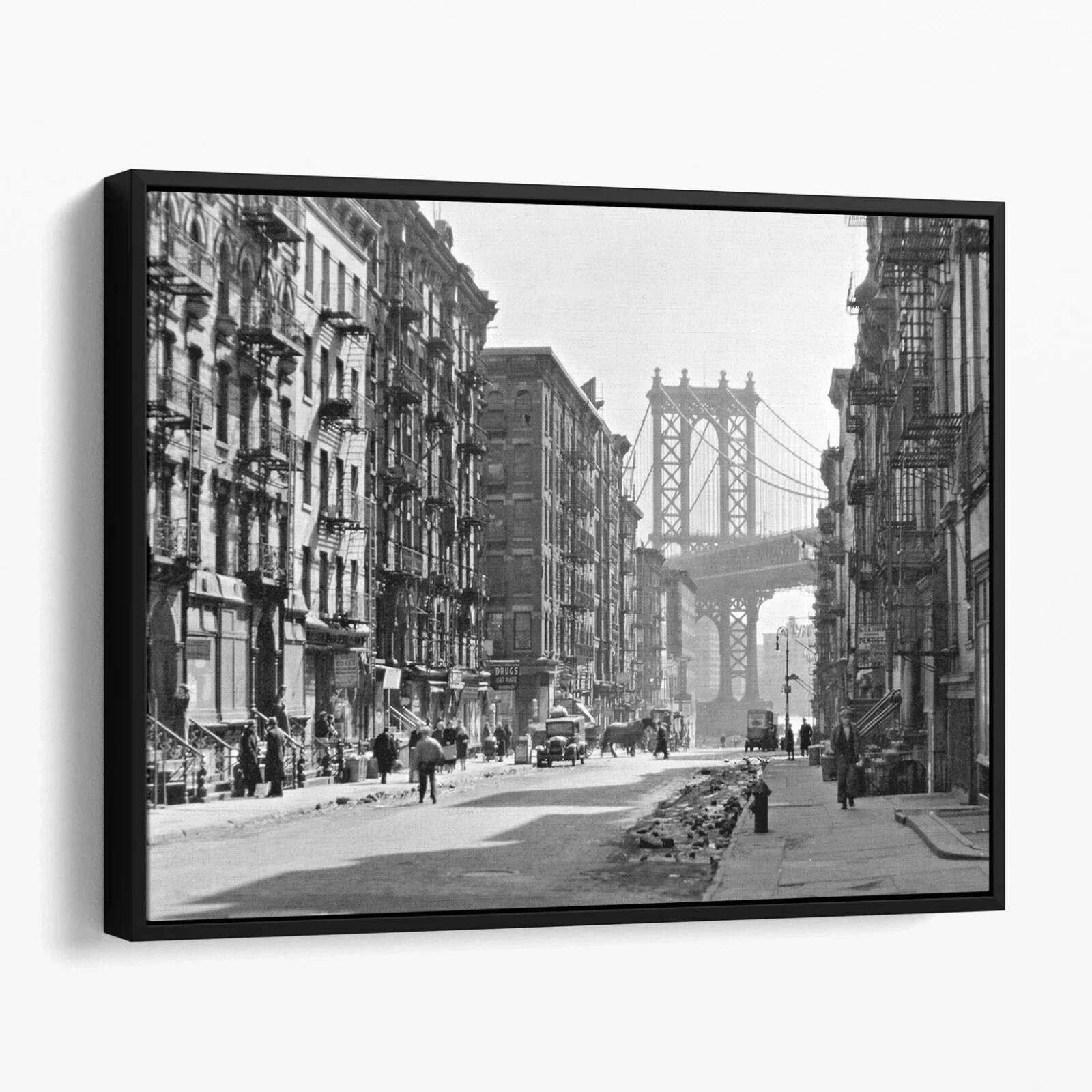 Pike and Henry Street with the Manhattan Bridge New York Canvas Wall Art Print