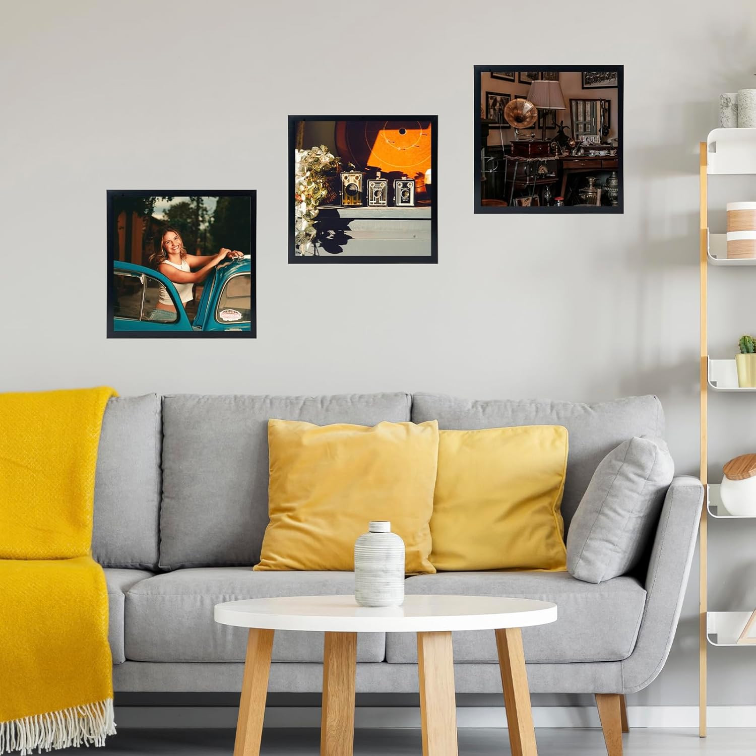 5 Pack Vinyl Record Frames 12×12 LP Album Cover Wall Display 12.5×12.5 Black