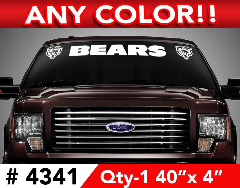 CHICAGO BEARS ”HEAD” WINDSHIELD DECAL STICKER 40″x4″” ANY 1 COLOR