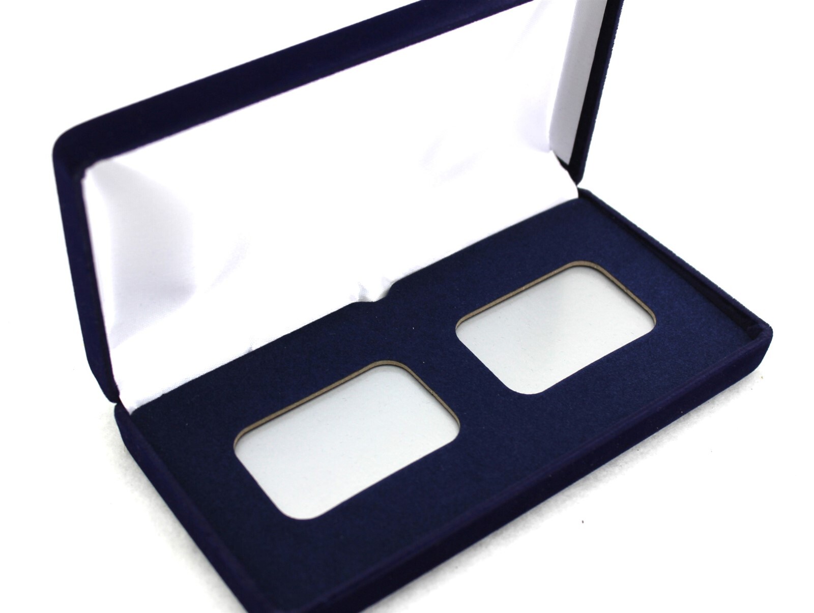 BLUE VELVET BOX for 2 1oz Silver Bars in Airtite Capsule Holders HORIZONTAL