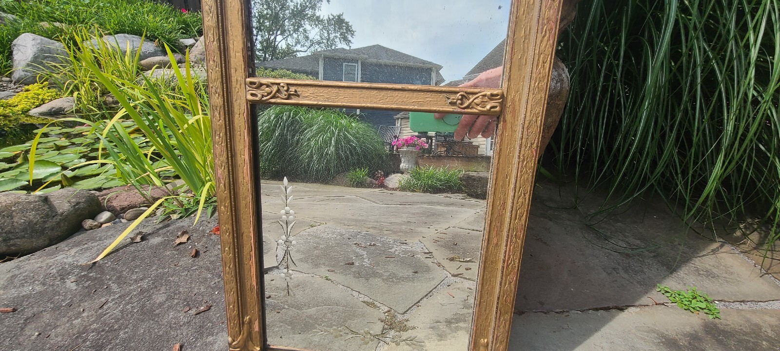 Antique 1920s Etched Ornate Mirror 4ft 2in Long Buyer Can Ship Mercury Glass