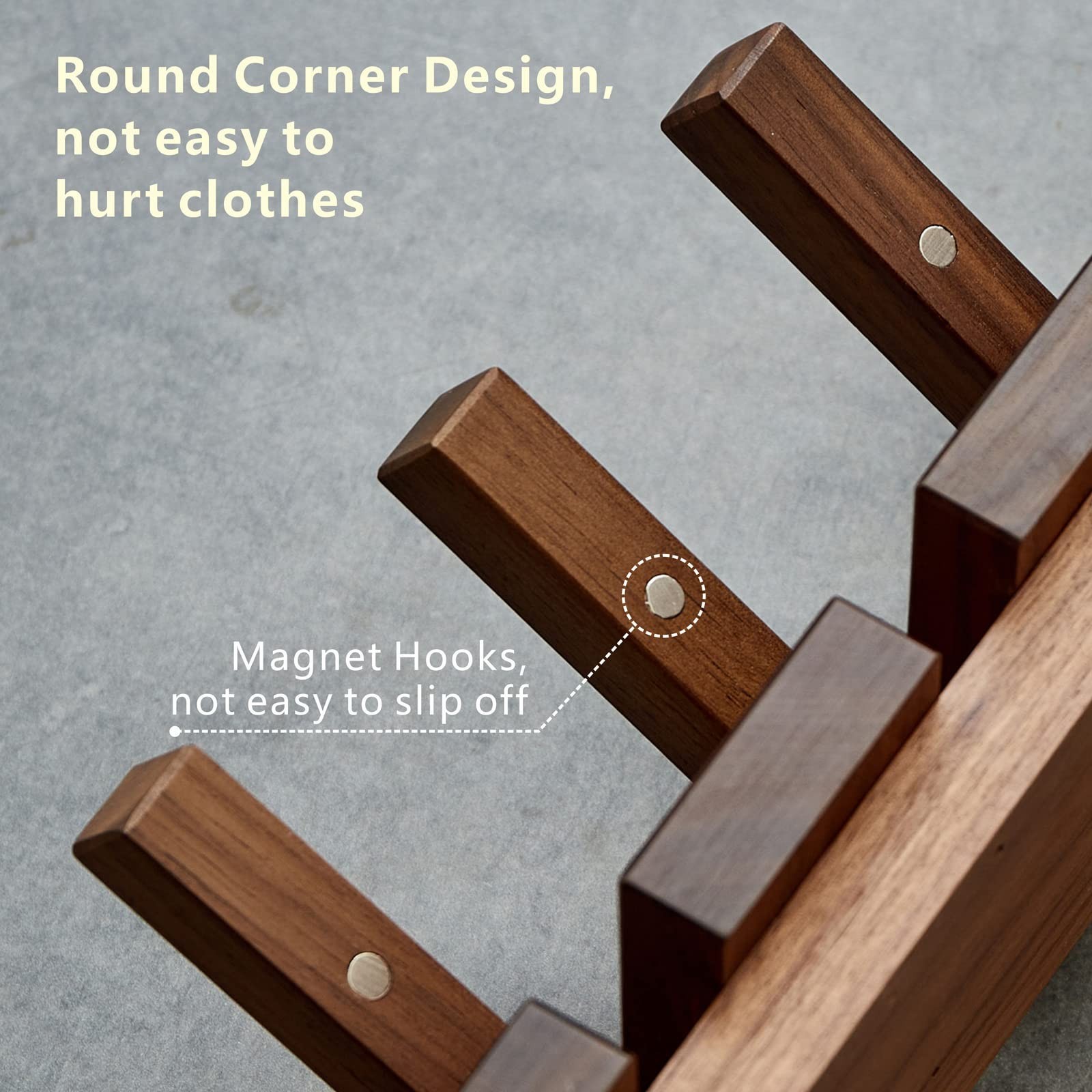 Wood Wall Mounted Coat Rack, Flip Down Wall-Mount Hook Racks with 6 Hooks, En…