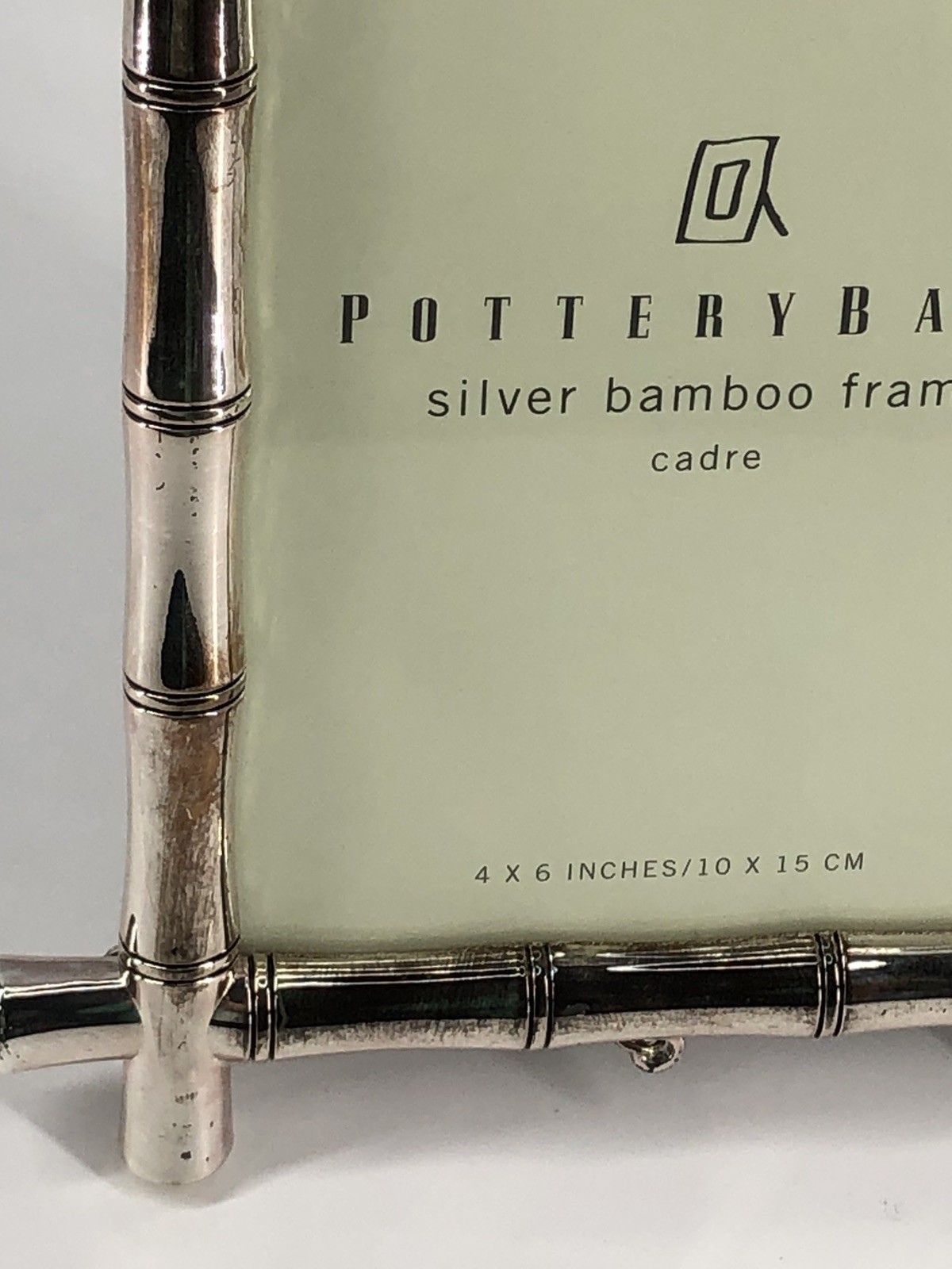 Pottery Barn Silver Bamboo Picture Photo Frame 4”X6” AS-IS Surface Wear READ