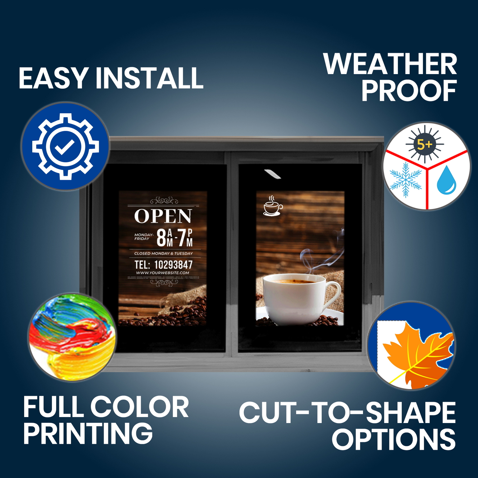 Anley Custom Window Vinyl Lettering – Personalized Text Letter Decals Sticker