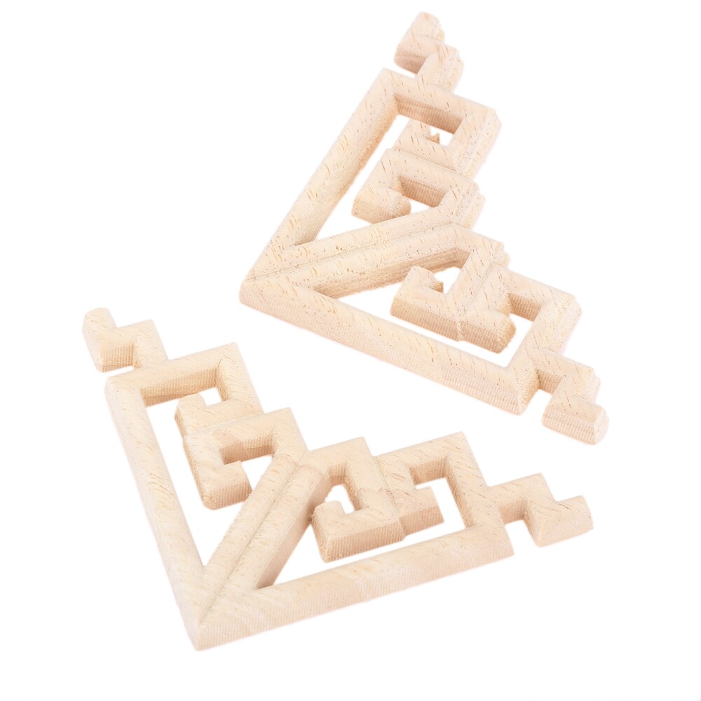 Wood Carved Appliques Onlays Unpainted Corner Wooden Carving Furniture Decal 8CM