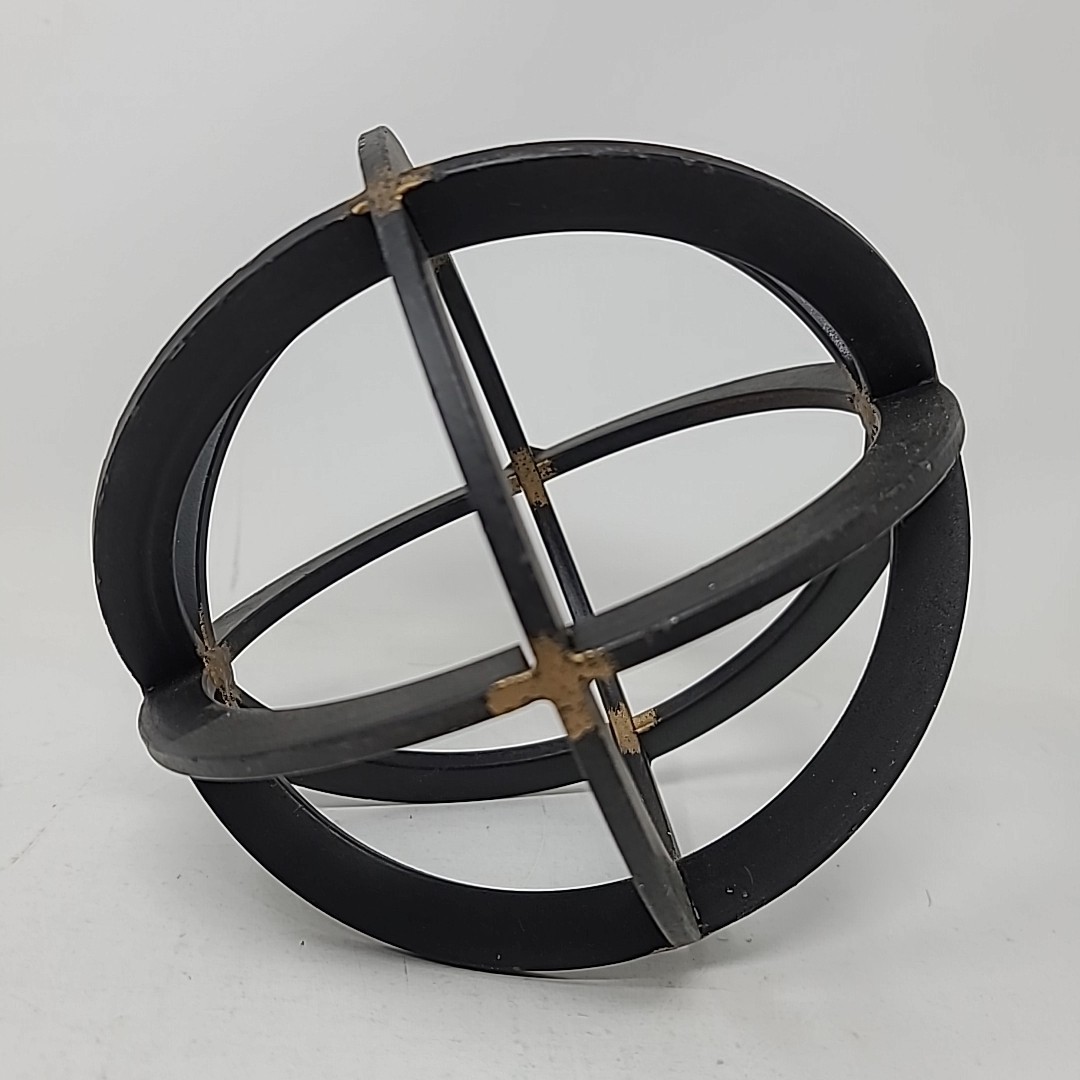 Iron Band Sphere Decorative Metal Black Gold Industrial Modern Home Office Decor